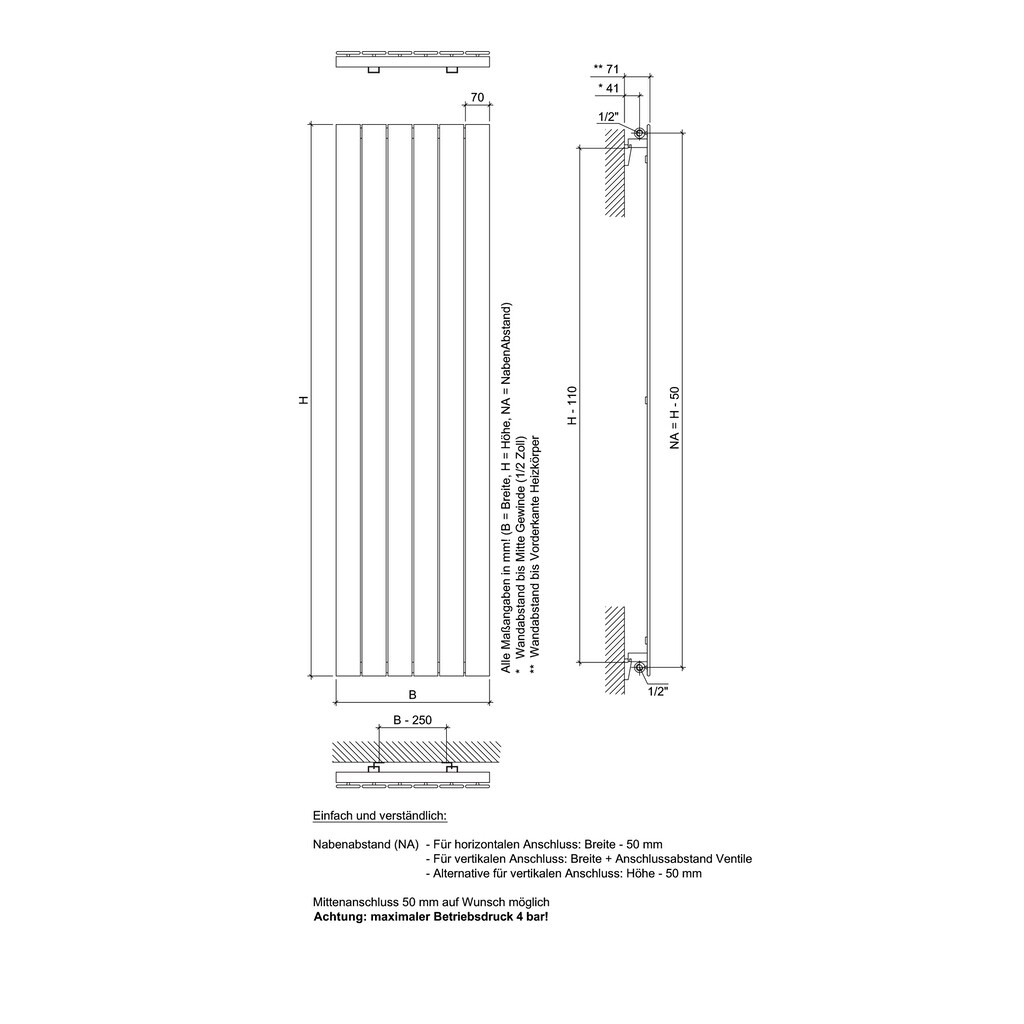 Ximax Paneelheizkörper »P1 595 mm x 1200 mm«, 696 Watt, weiß