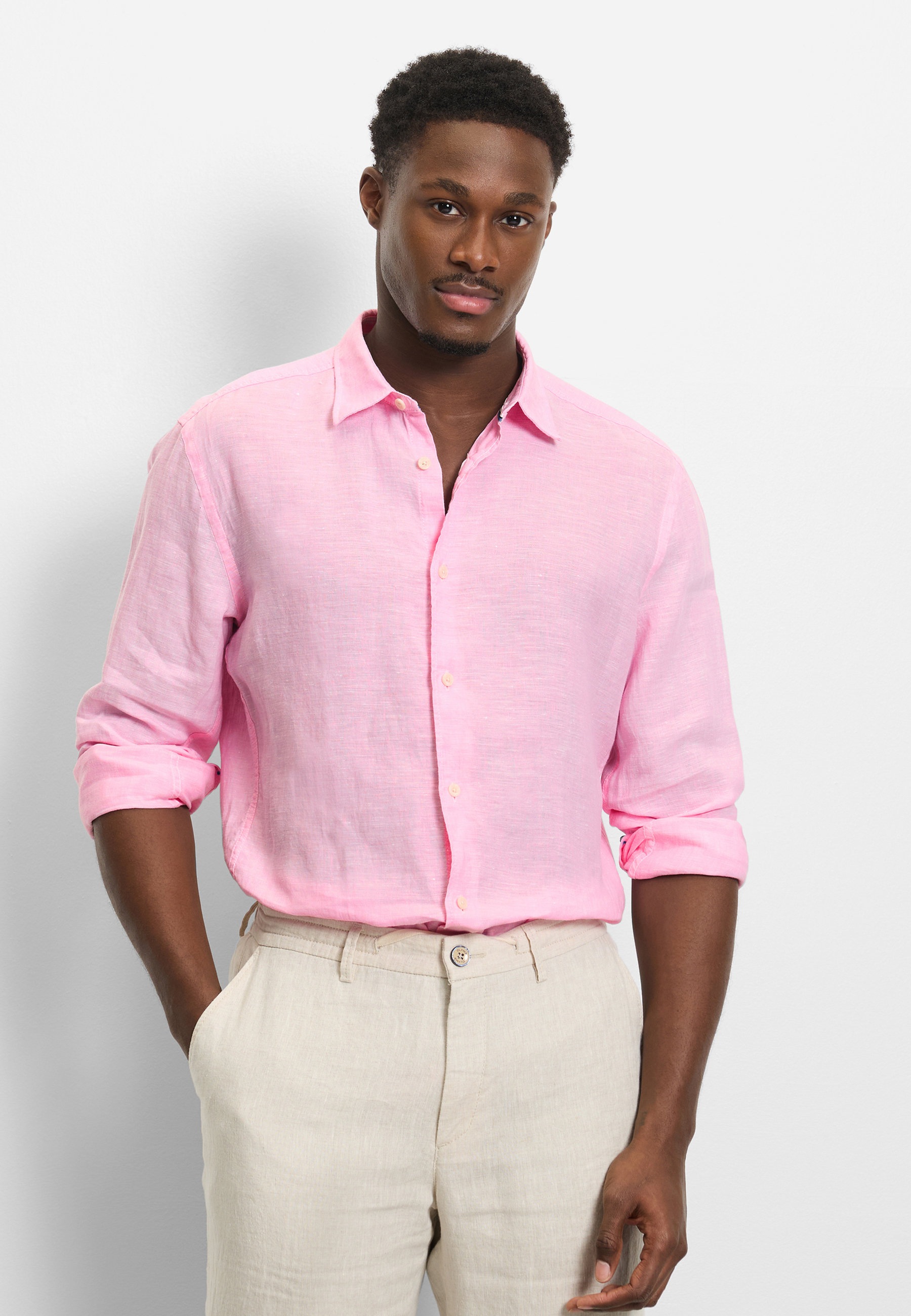 OLYMP Herren Langarmhemd "OLYMP Casual, regular fit, Kent"altrosé, Gr. L, Hemden