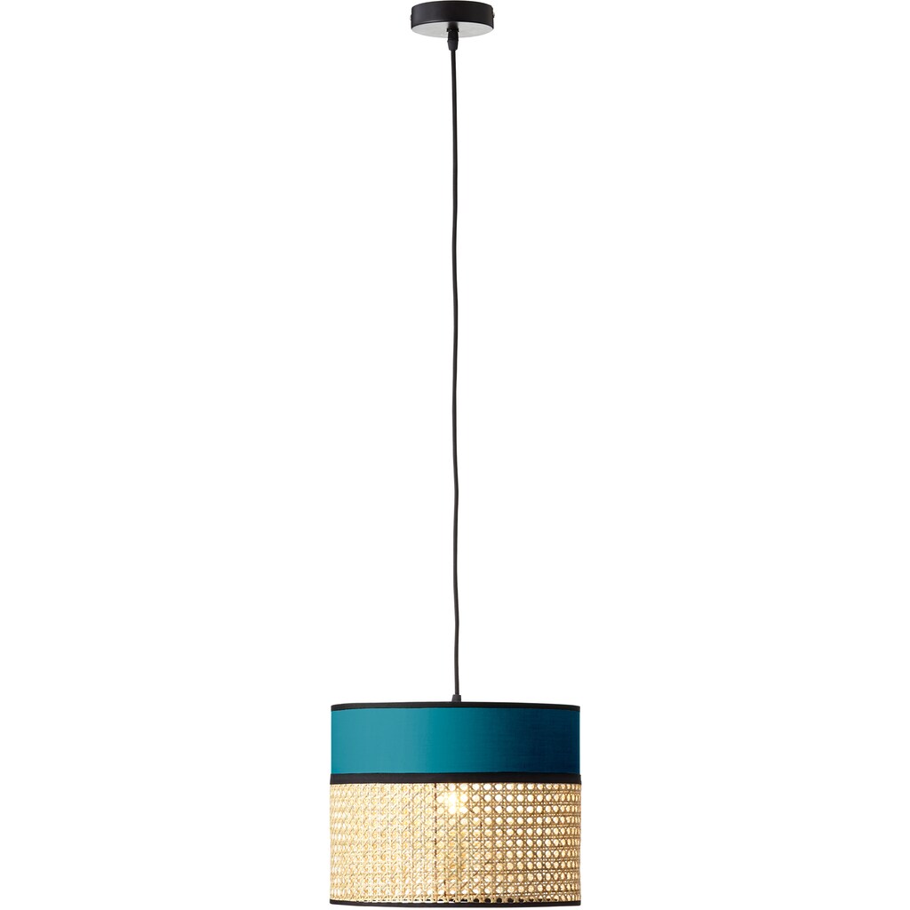 Brilliant Pendelleuchte »DAYANARA«, 1 flammig-flammig, 174 cm Höhe, Ø 30 cm, E27, kürzbar, Rattan/Metall, blau/rattan