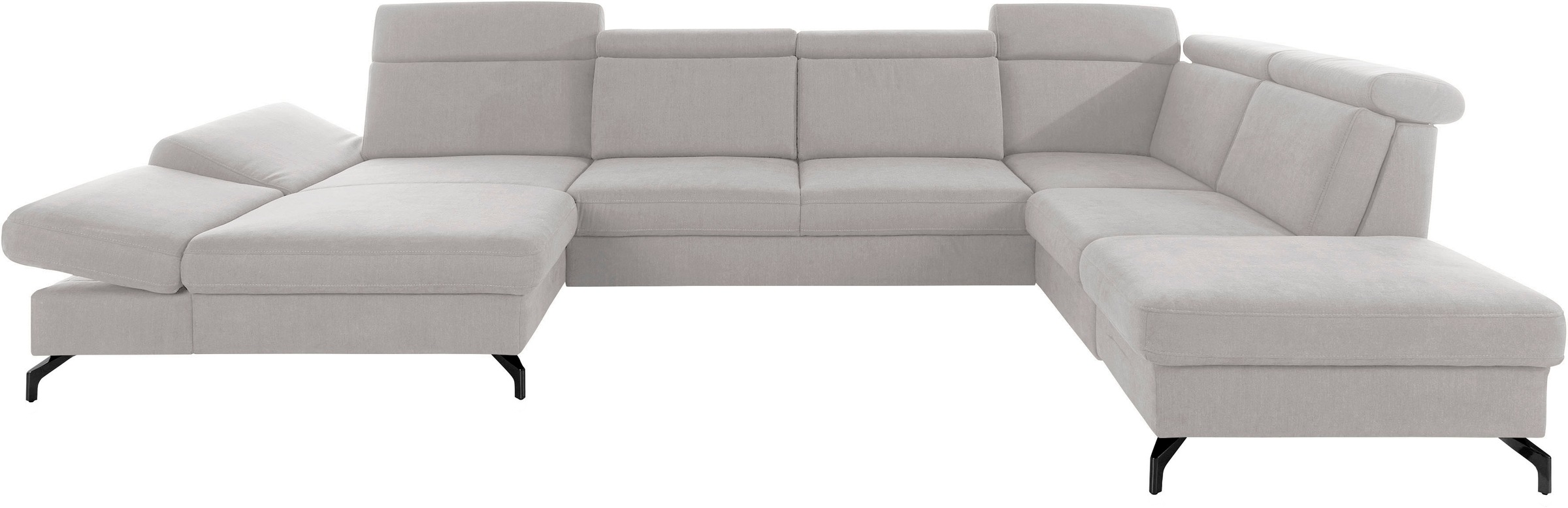 sit&more Wohnlandschaft »Brisbane U-Form«, Fußhöhe 12 cm, inklusive Sitztiefen-, Armteil- und Kopfteilverstellung