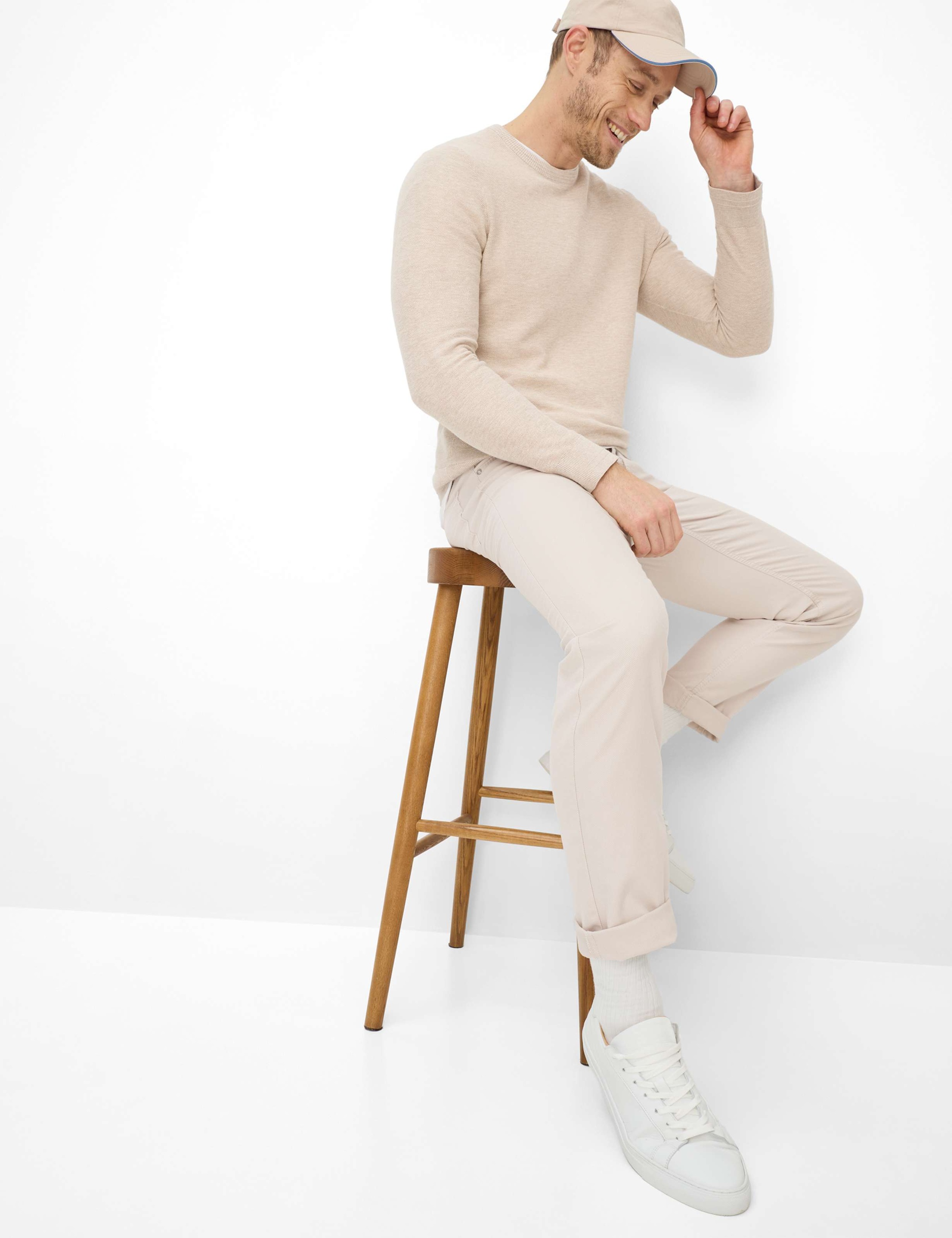 5-Pocket-Hose BRAX "Style CHUCK", Herren, Gr. 33, Länge 32, beige, Web, 76% Baumwolle, 21% Polyamid, 3% Elasthan, Hosen 5-Pocket-Hose 6