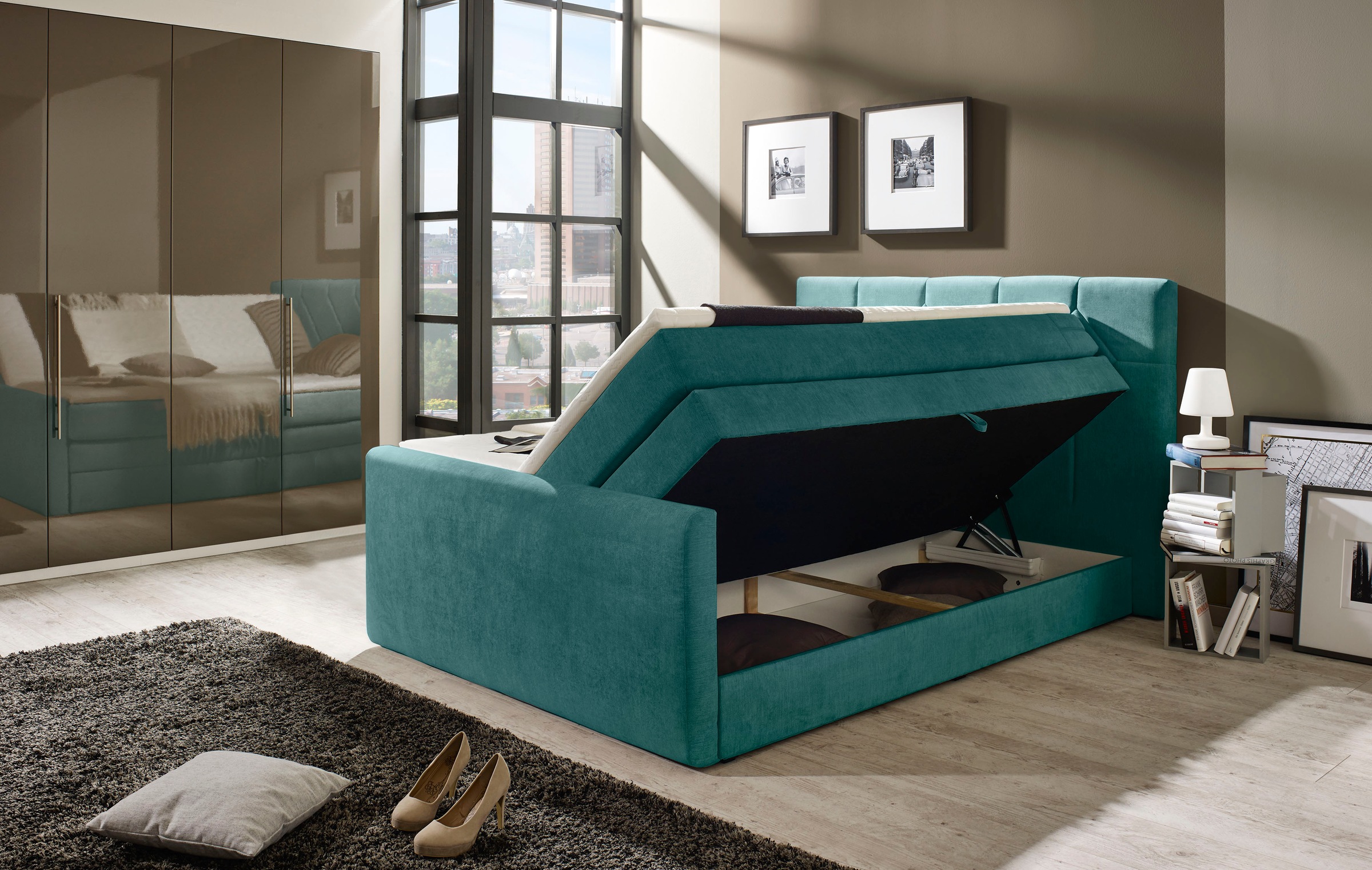 Places of Style Boxspringbett »Atlanta«, inklusive Topper und Bettkasten