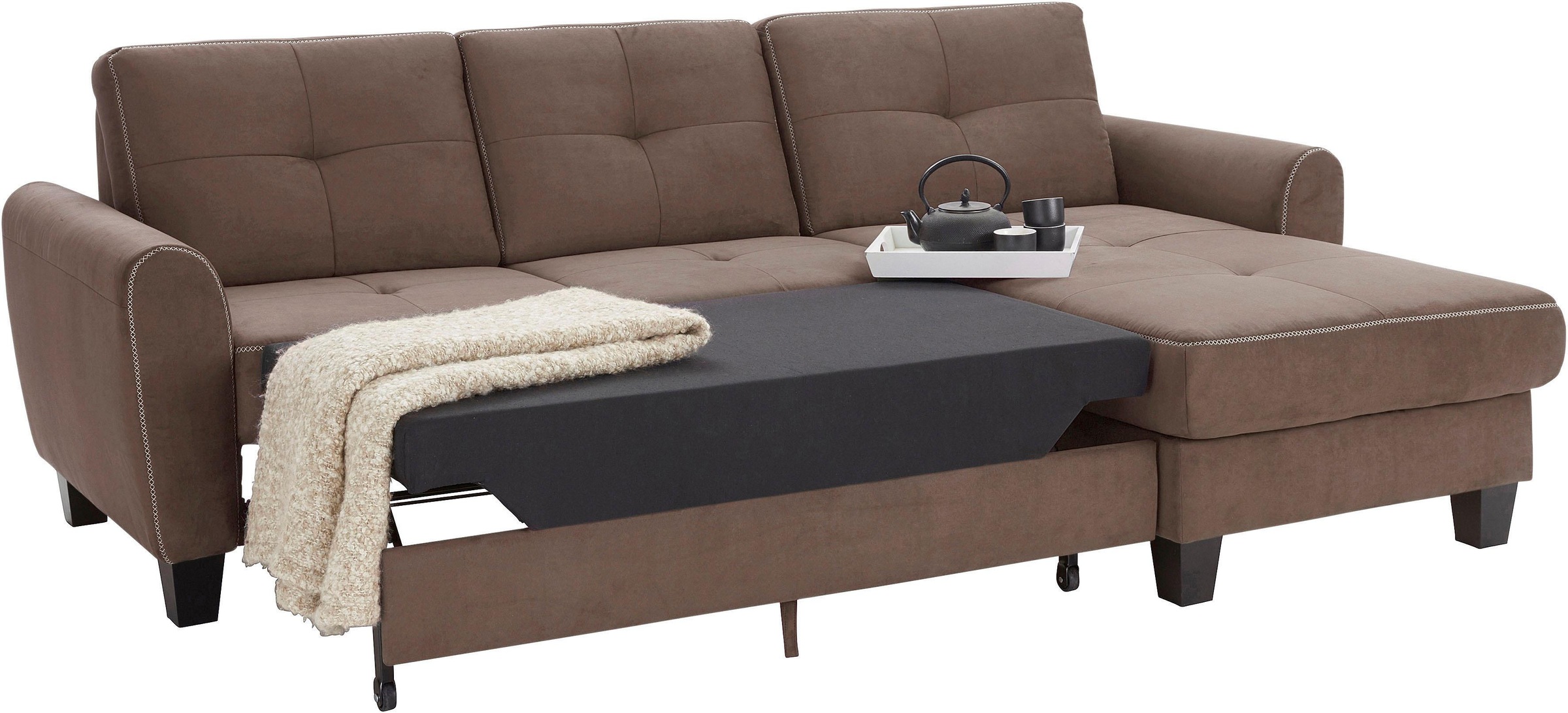 sit&more Ecksofa »Varese L-Form«, mit Federkern, wahlweise mit Bettfunktion und Stauraum