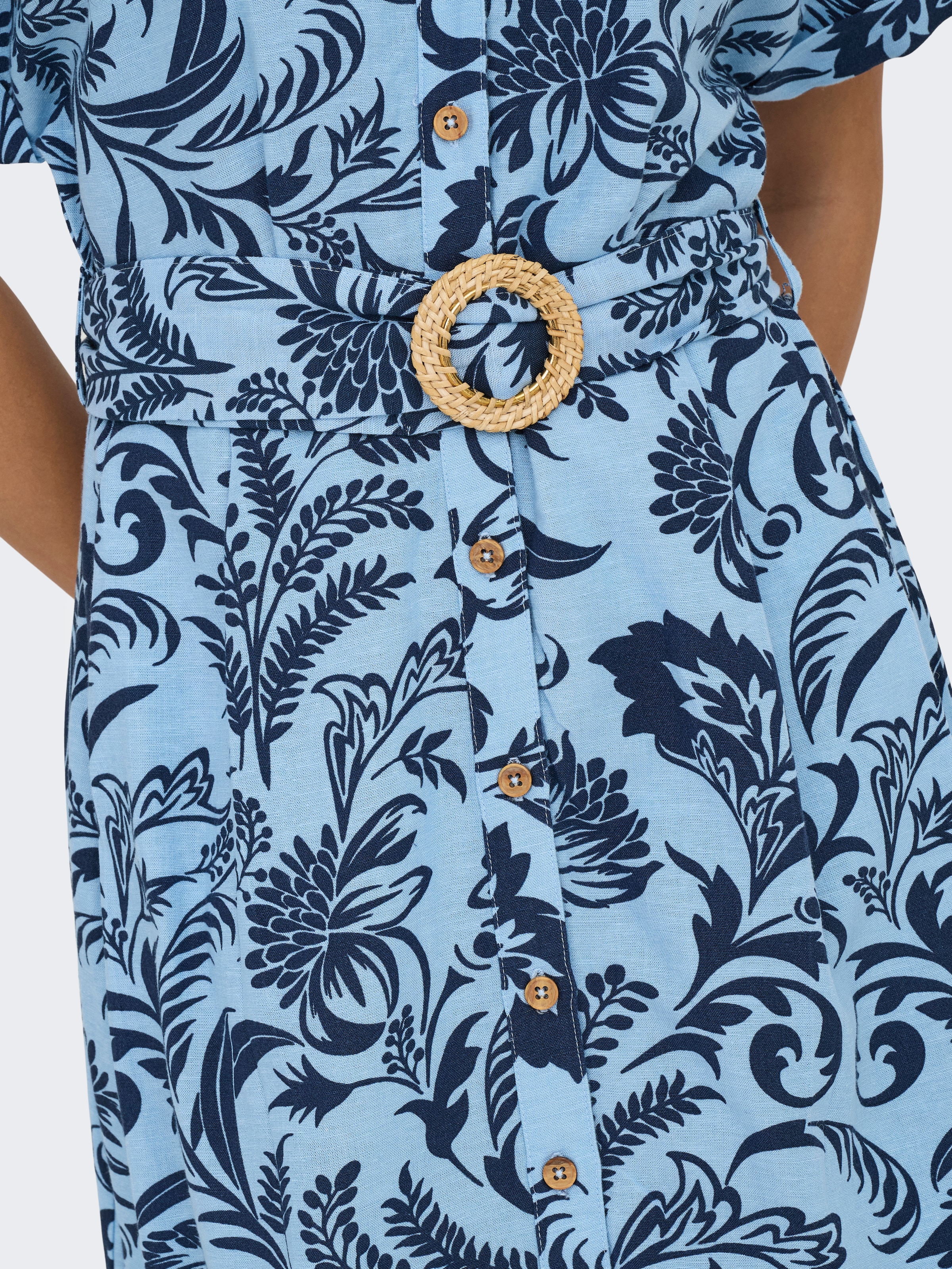 ONLY Hemdblusenkleid »ONLJAKIRI LINEN SS MIDI SHIRT DRESS WVN«, mit Leinen