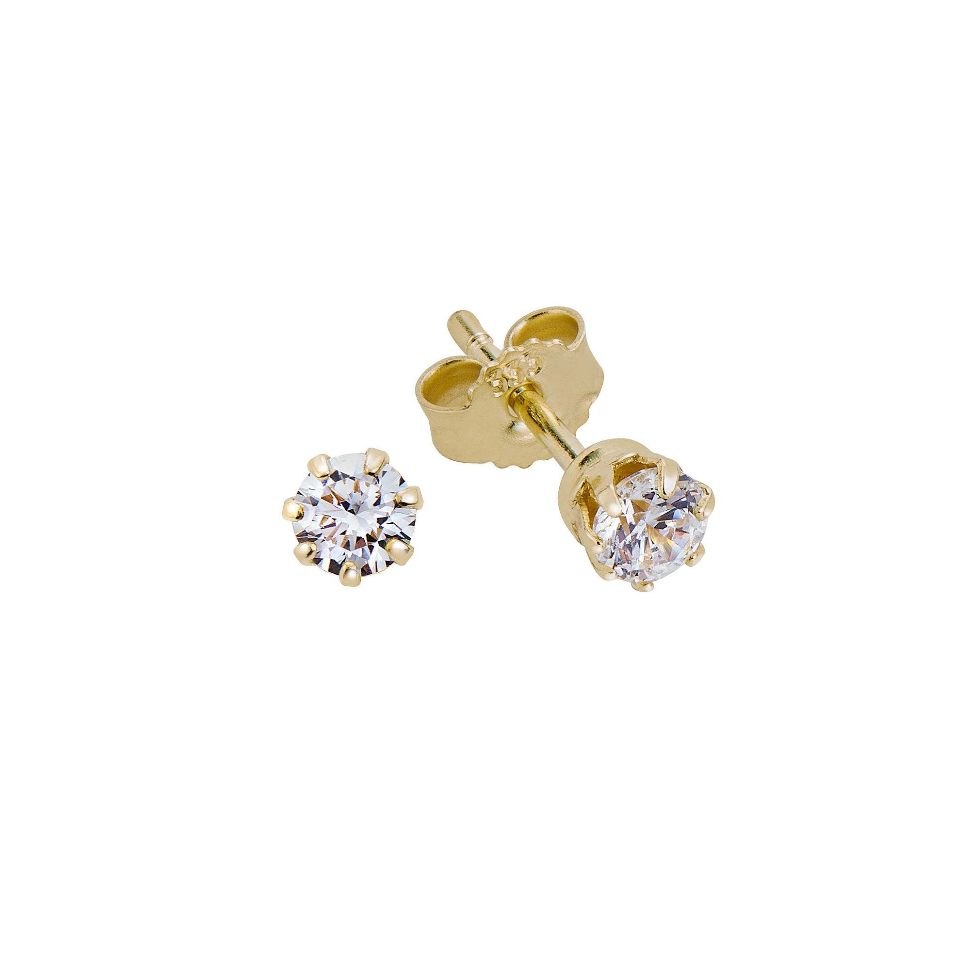 Paar Ohrstecker VIVANCE "333 Gold 3,5mm Zirkonia", gelb (gelb, weiß), Ohrringe, Damen, one-size, Gold