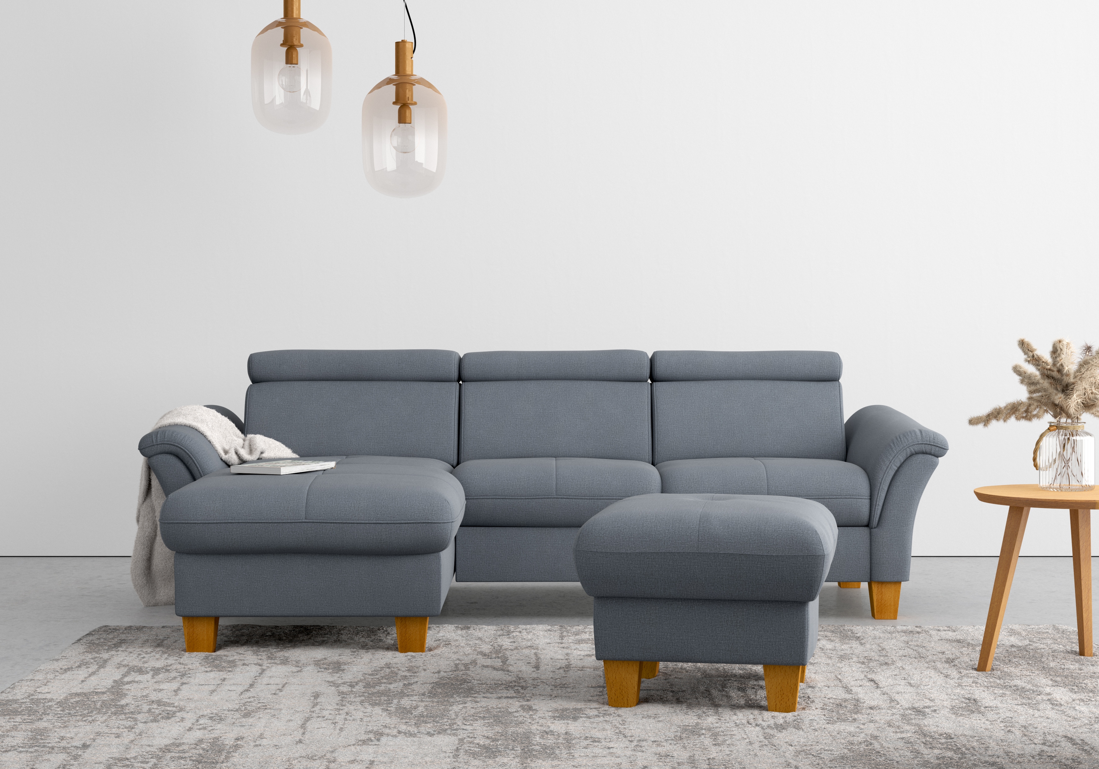 OTTO home Ecksofa "Lindgren L-Form" wahlweise mit Bett mit klappbaren Rollen, Kasten und Kopfverstellung