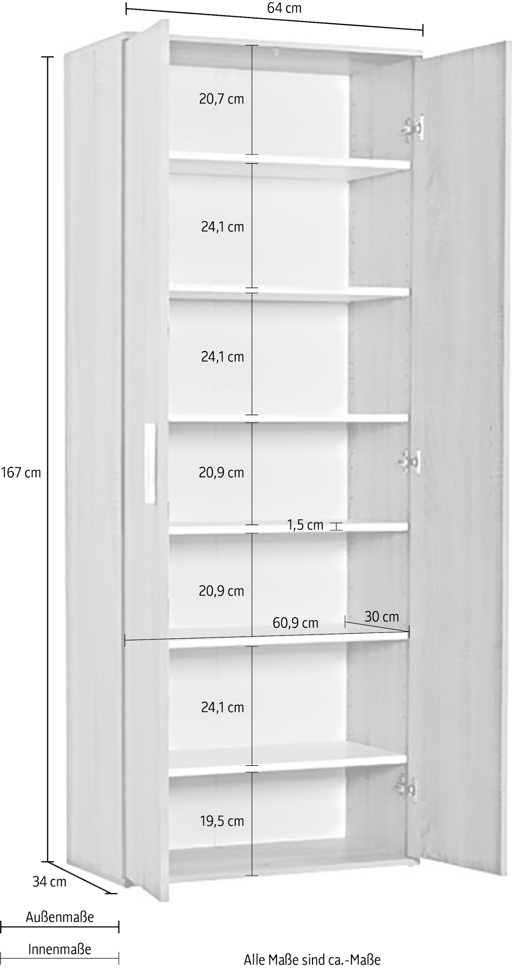 Procontour »Clara«, | Mehrzweckschrank Einlegeböden BAUR 64cm, Breite mit