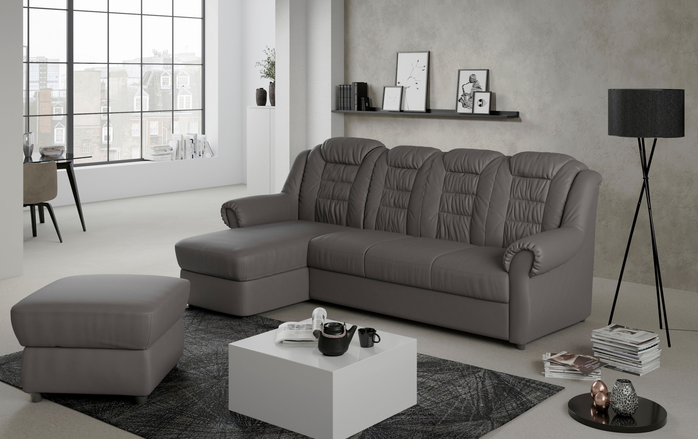 Home affaire Ecksofa »Boston L-Form«, mit hoher Rückenlehne, wahlweise mit Bettfunktion