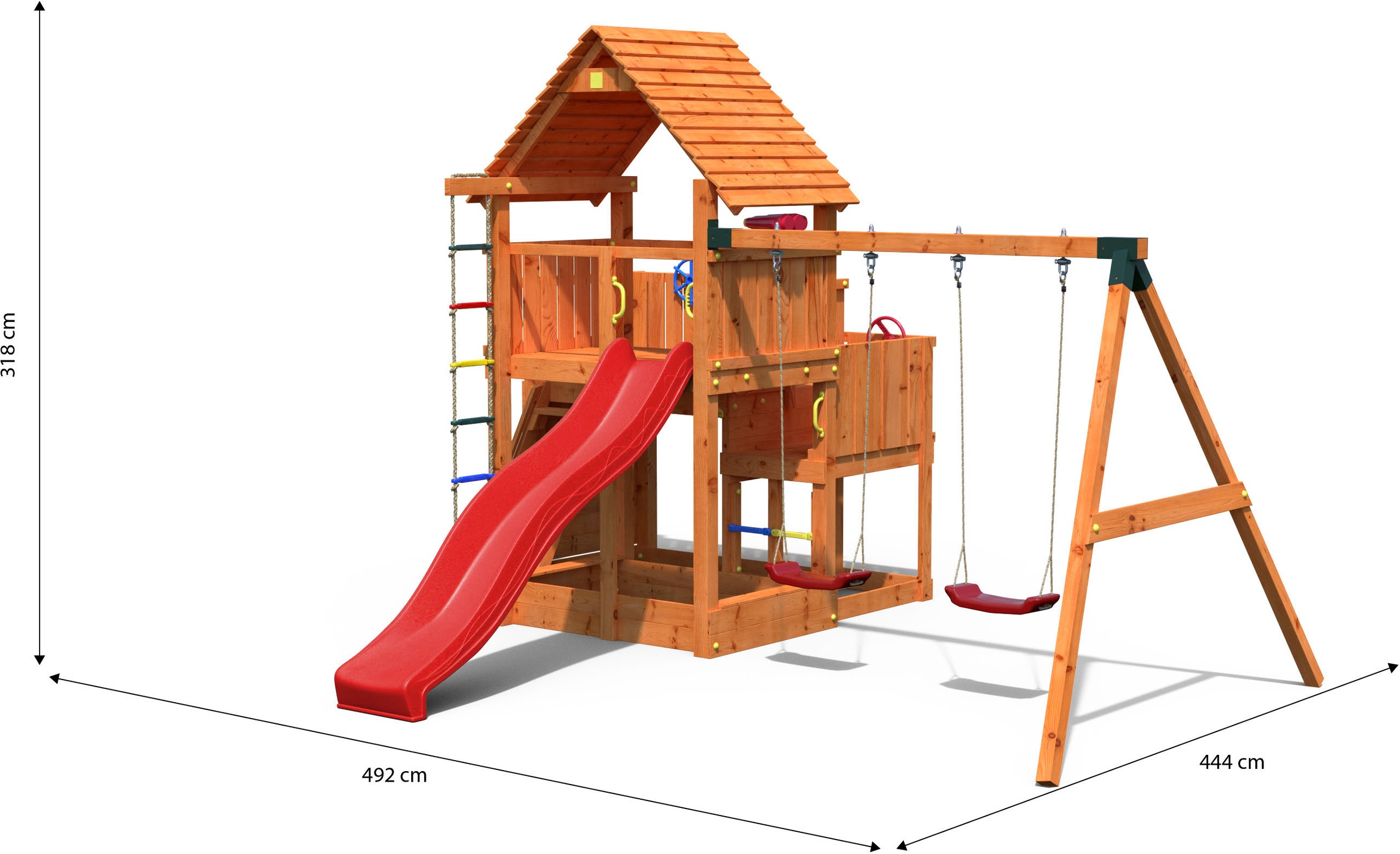 FUNGOO Spielturm »BIG LEADER MOVE RED«, mit Schaukel & Rutsche, Kletterwand