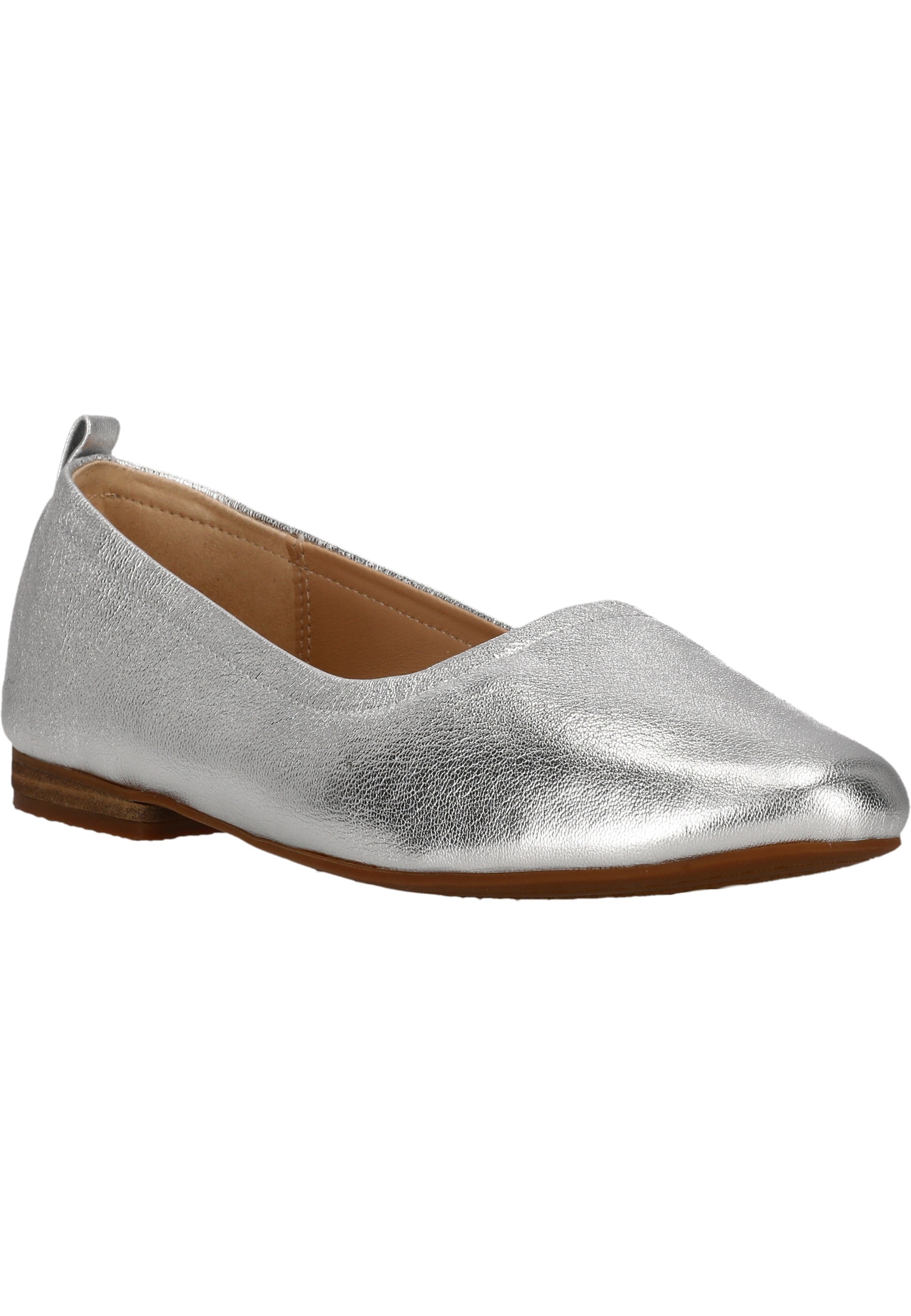 Ballerina CLARKS "Fawna Soft", Damen, Gr. 38, silber (silberfarben), Leder, Schuhe Ballerina, im coolen Metallic-Look 2