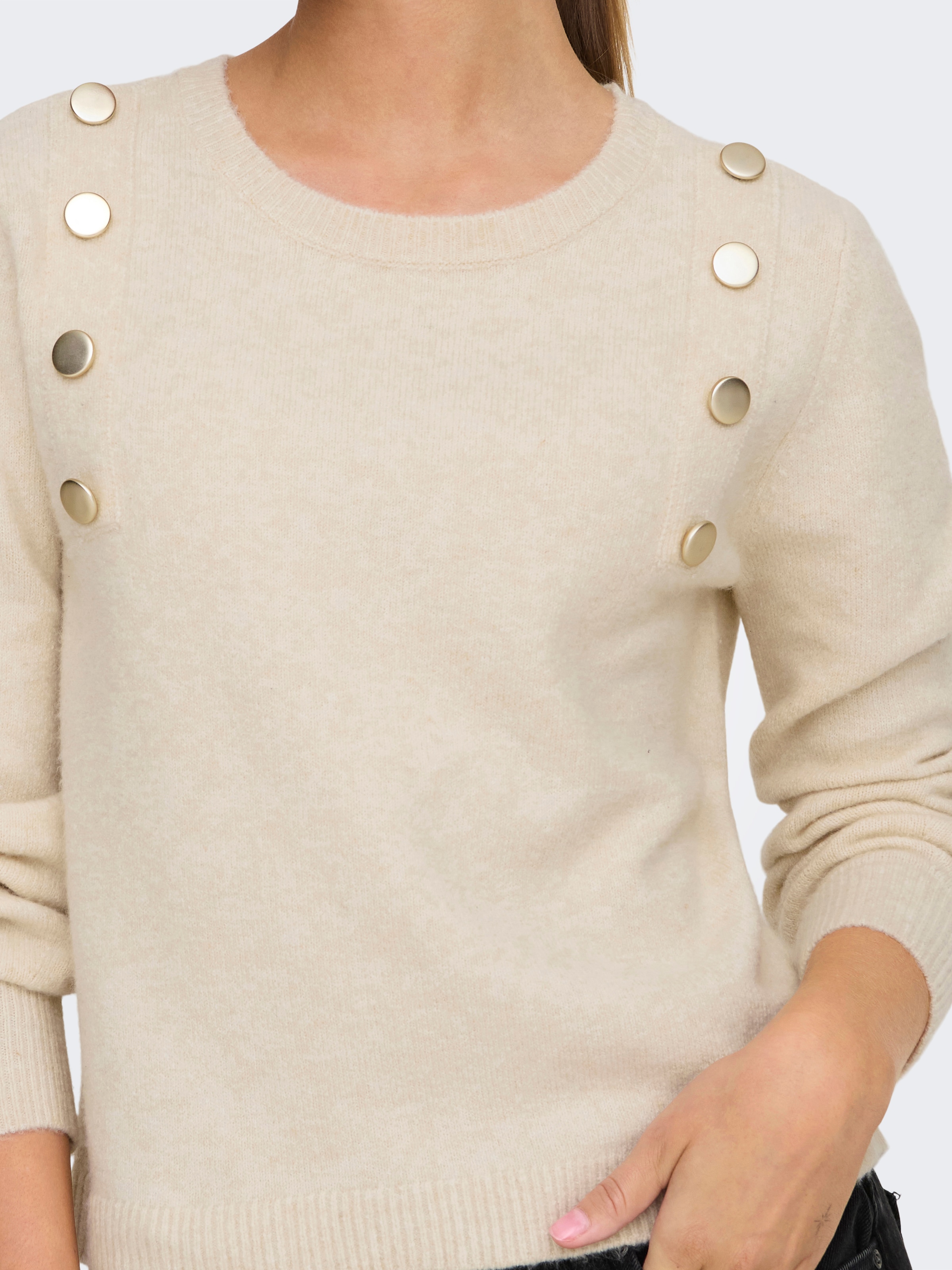 ONLY Strickpullover »ONLJEANETT LIFE LS BUTTON O-NECK CS KNT«