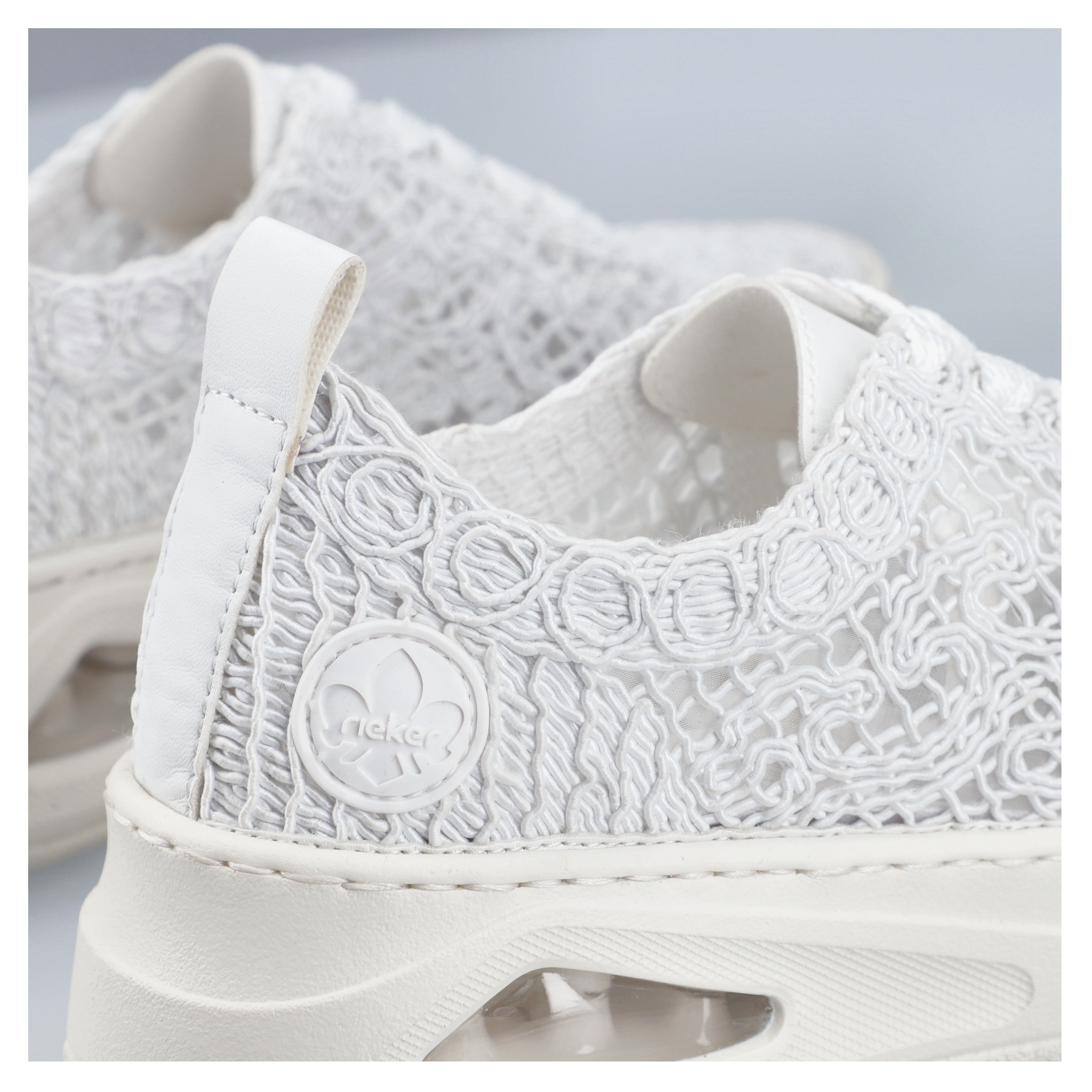 Rieker Plateausneaker, Schnürschuh, Halbschuh in sommerlicher Makramee-Optik