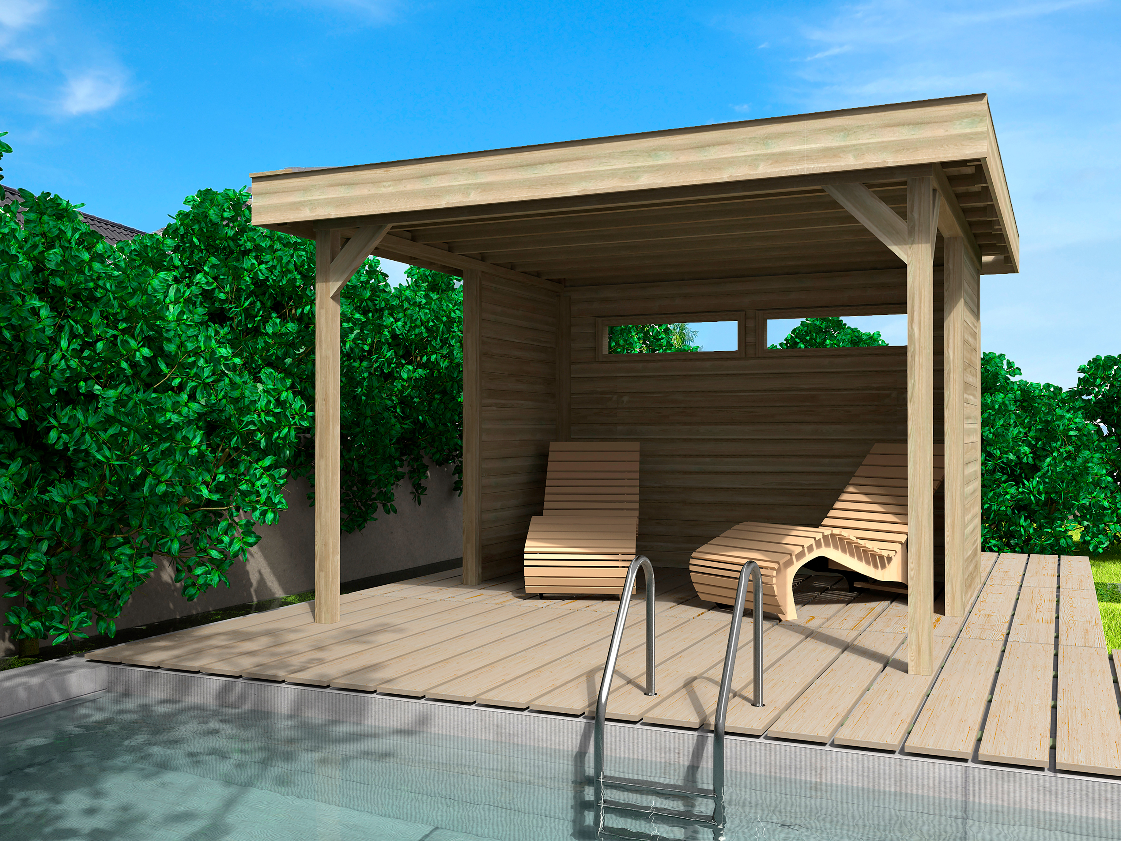 Holzpavillon »Elba«, (Set), BxT: 350x352 cm