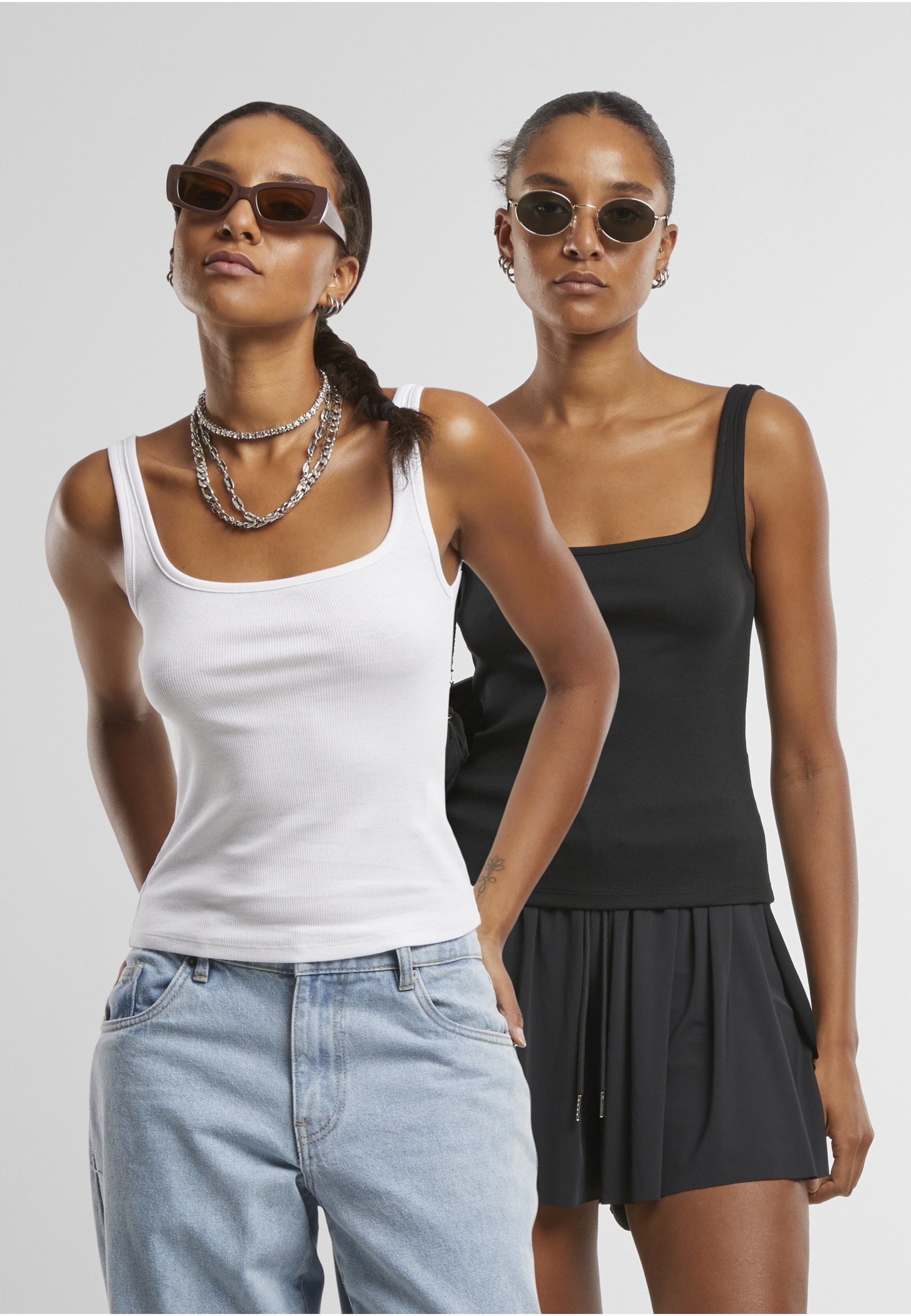 URBAN CLASSICS Muskelshirt »Urban Classics Ladies Wide Neck Rib Top 2-Pack« 1