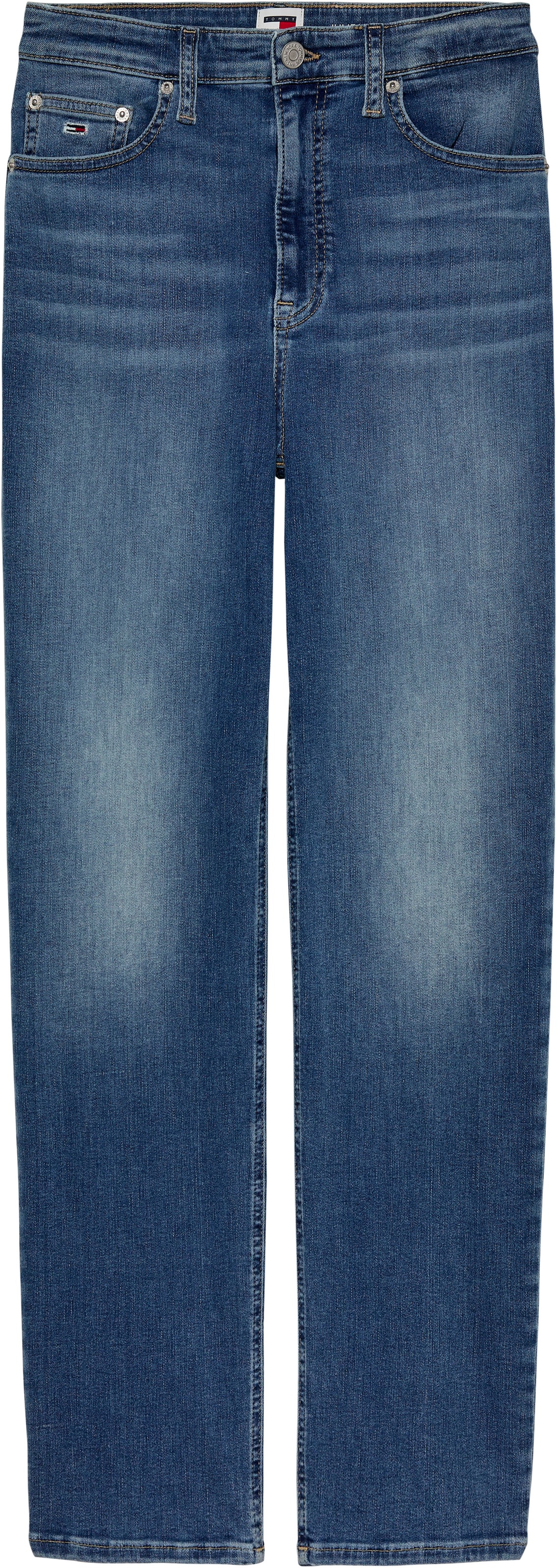 Tommy Jeans Straight-Jeans »Tommy Jeans JULIE - High Waist - Straight Jeans«, Gerade geschnittene denim Jeans mit hoher Taille und Tommy Logo-Badge