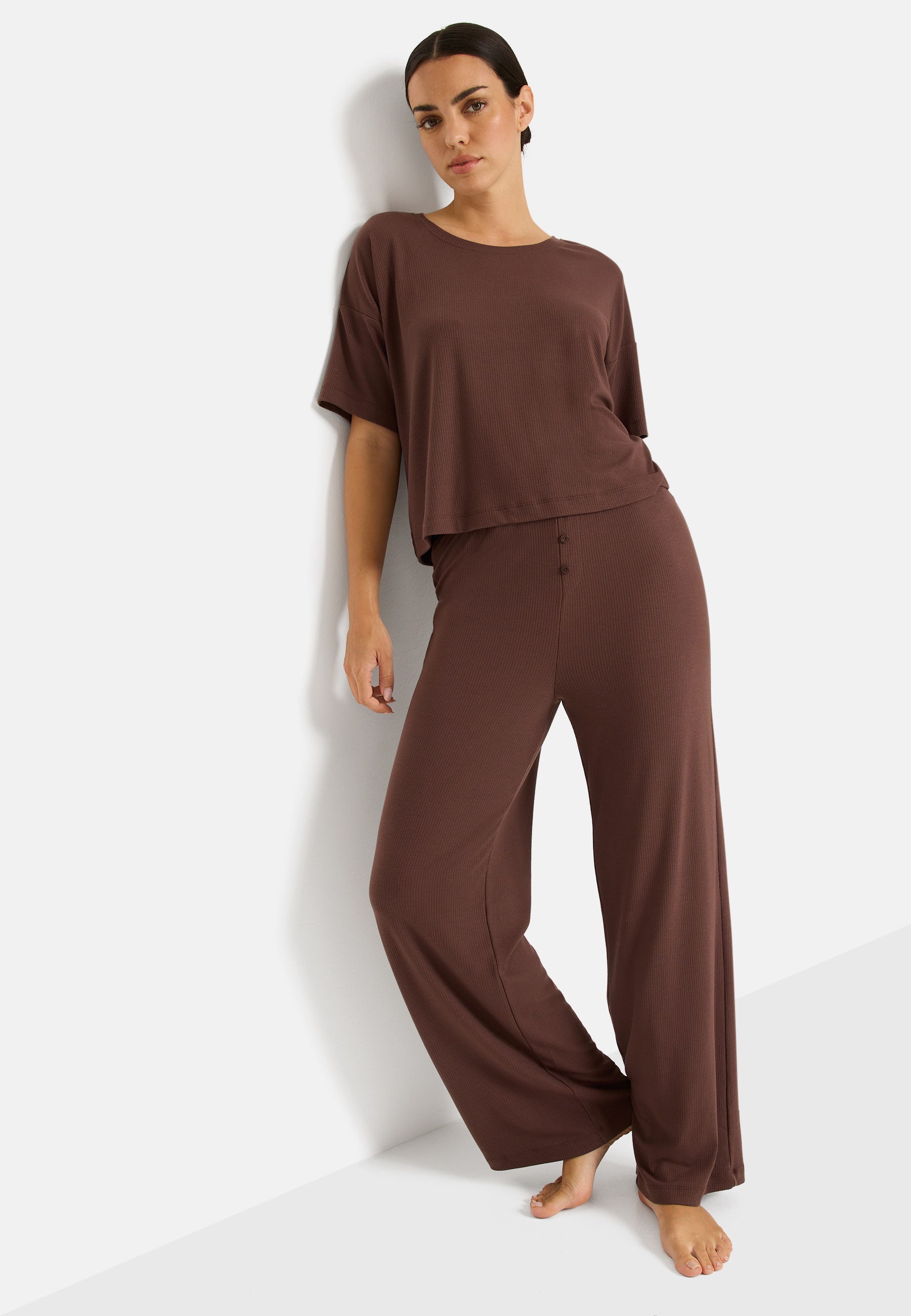 LSCN by LASCANA Pyjama Set, 2 mit kleiner Zierknopfleiste an der Hose