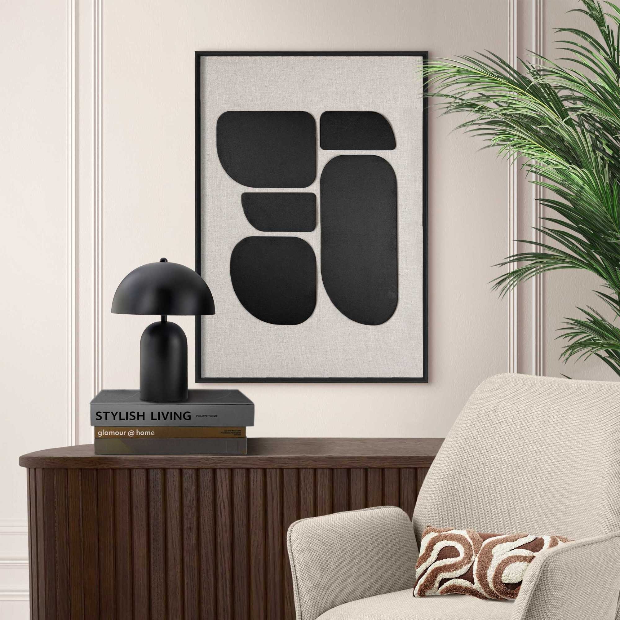 Reinders! Wandbild »Organic Blocks schwarz«, Wohnzimmer - Schwarz-Weiß - MDF - Abstrakt - 50x70 cm