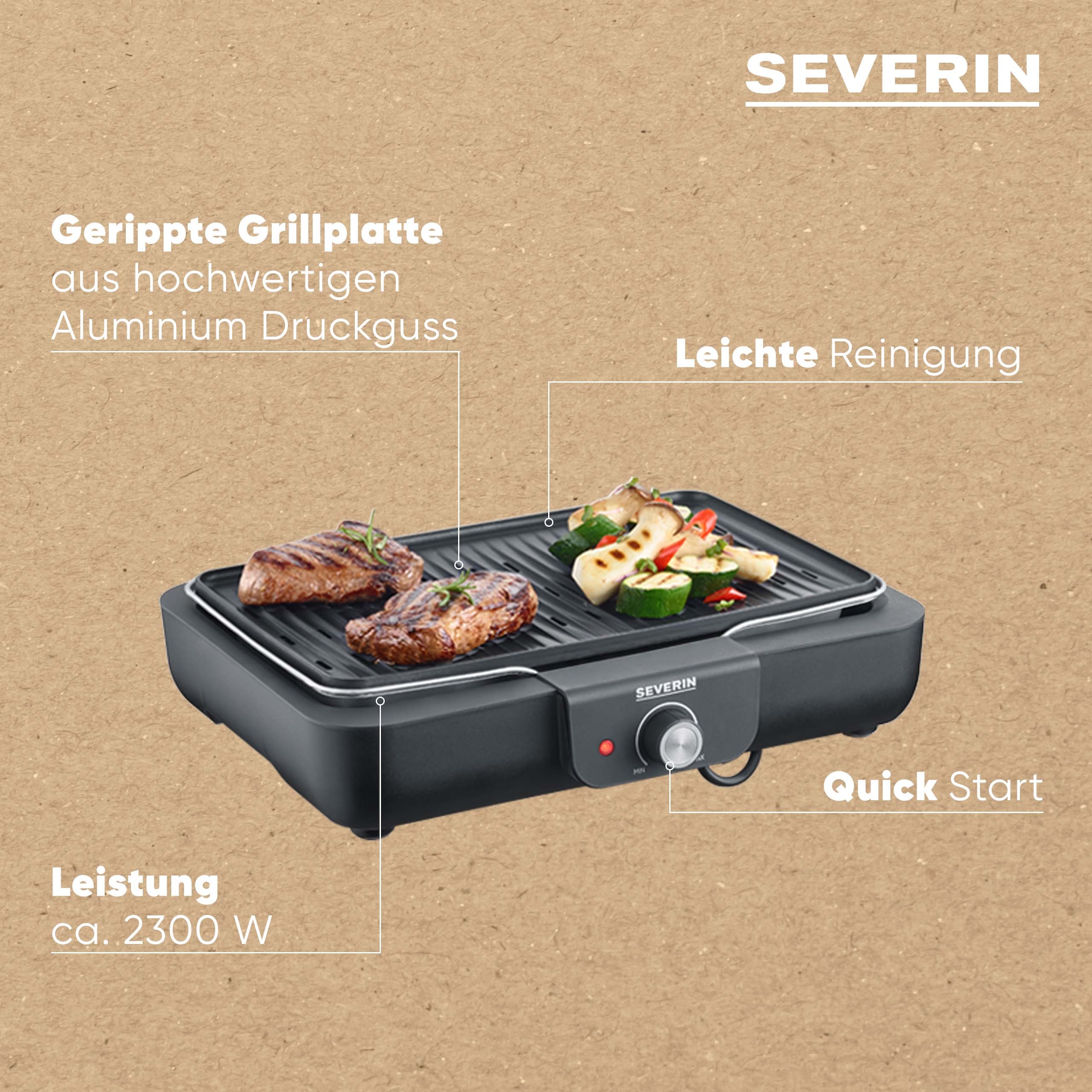 Severin Tischgrill »PG 8556«, 2300 W, Elektrogrill mit Platte