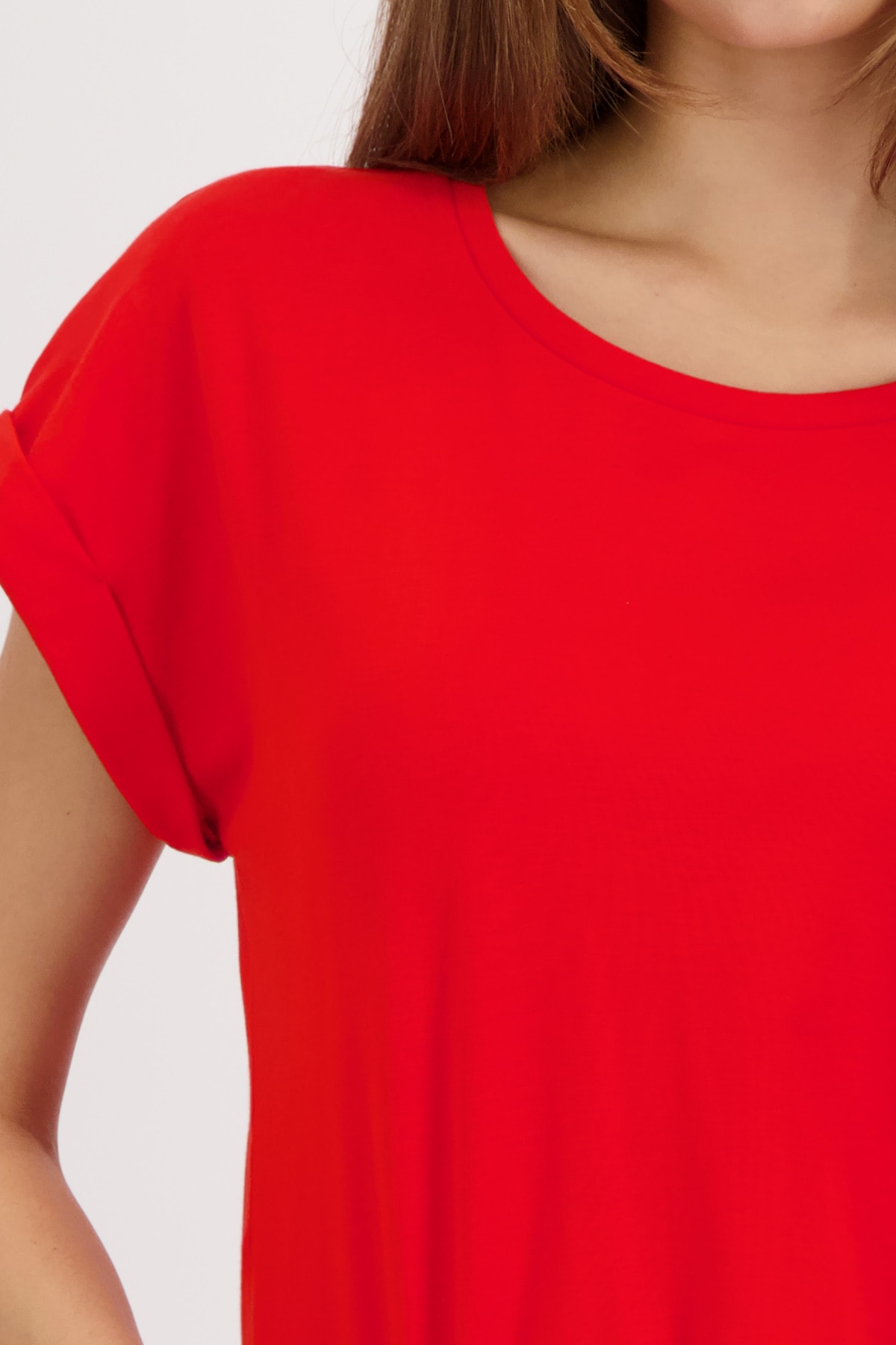 Monari T-Shirt »Pima uni« Rundhalsausschnitt, reine Baumwolle, Kurzarm mit Aufschlag