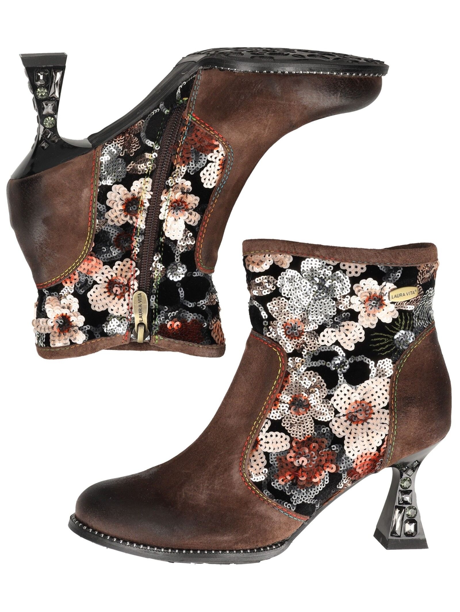 LAURA VITA High-Heel-Stiefelette »LAURA VITA Stiefelette Leder/Textil«