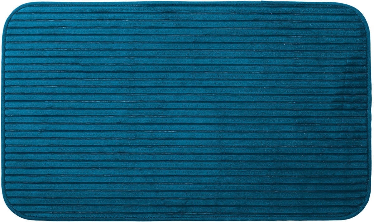 Badematte GÖZZE, H:7mm, blau, Polyester, Badematten, "Berlin", Badteppich, Uni Farben, Cord Optik, waschbar