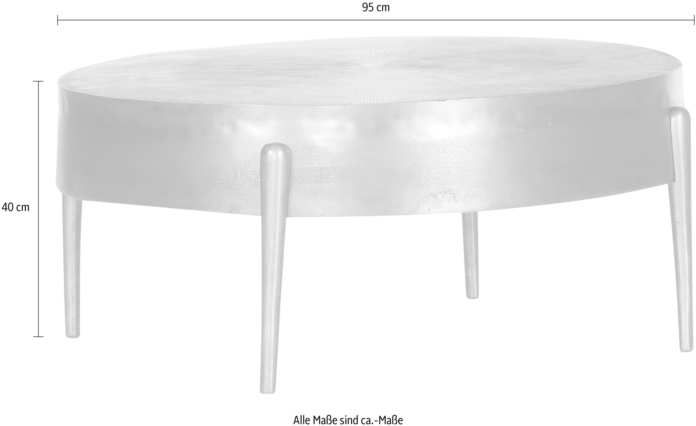 Couchtisch GUTMANN FACTORY "65767", silber (silberfarben, messingfarben antik, silberfarben antik), B:95cm H:40cm T:95cm, Tische, Couchtisch, aus Aluminium 2