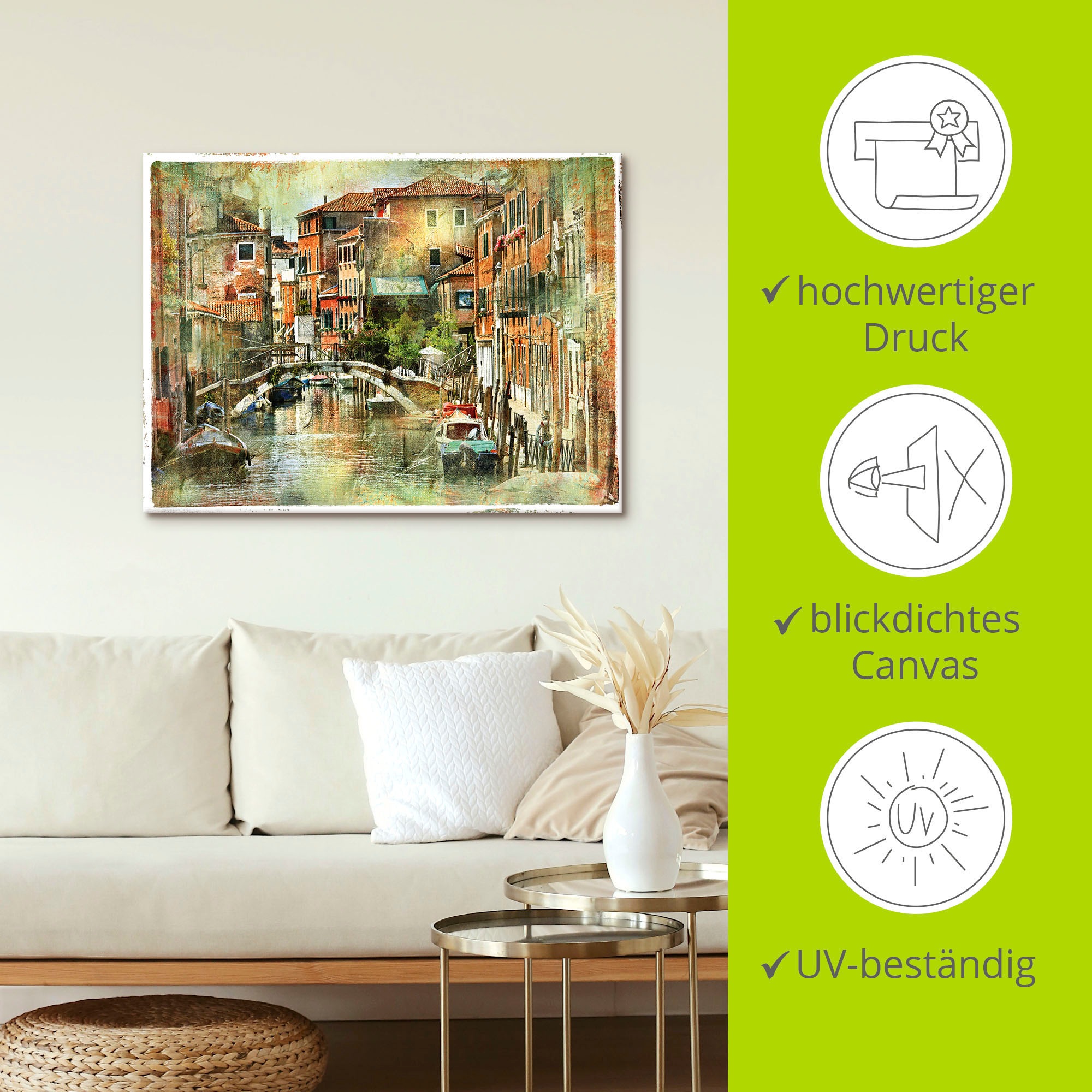 Artland Wandbild »Kanal in Venedig«, Italien, (1 St.), als Leinwandbild, Poster, Wandaufkleber in verschied. Größen