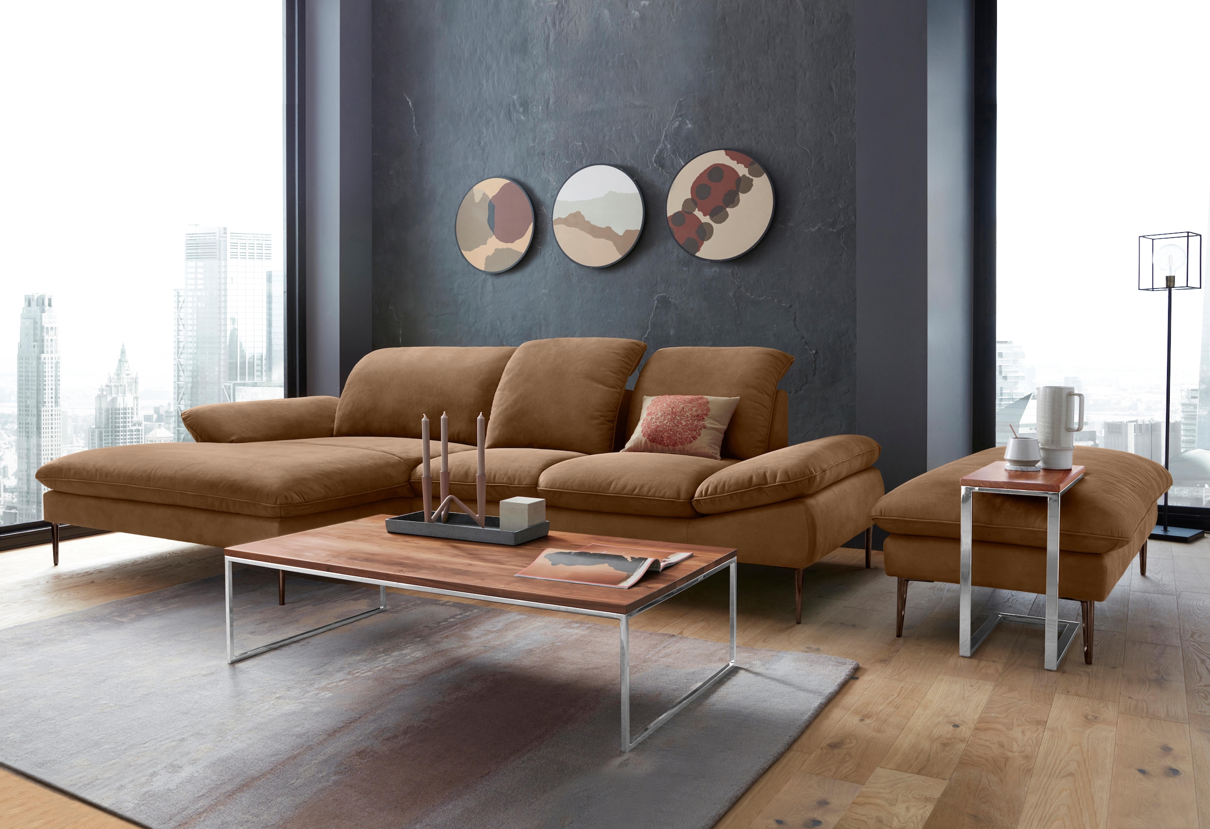 W.SCHILLIG Ecksofa »enjoy&MORE, Designsofa, bequem, zeitlos und elegant, L-Form«, Sitztiefenverstellung, Füße bronze pulverbeschichtet, Breite 310 cm