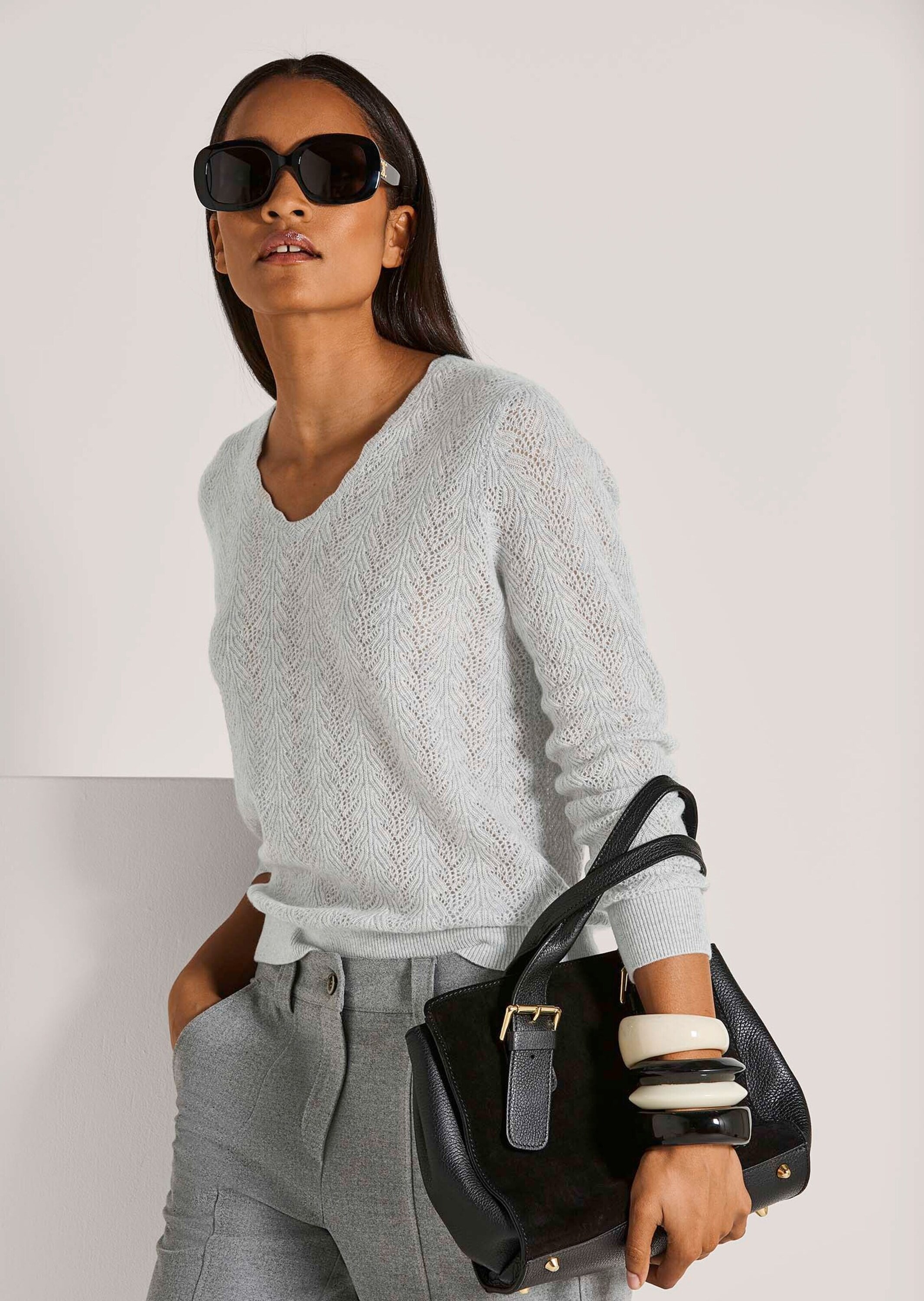 MADELEINE Longpullover »Kaschmirpullover Luxuriöser Strickpullover mit Ajour-Muster«
