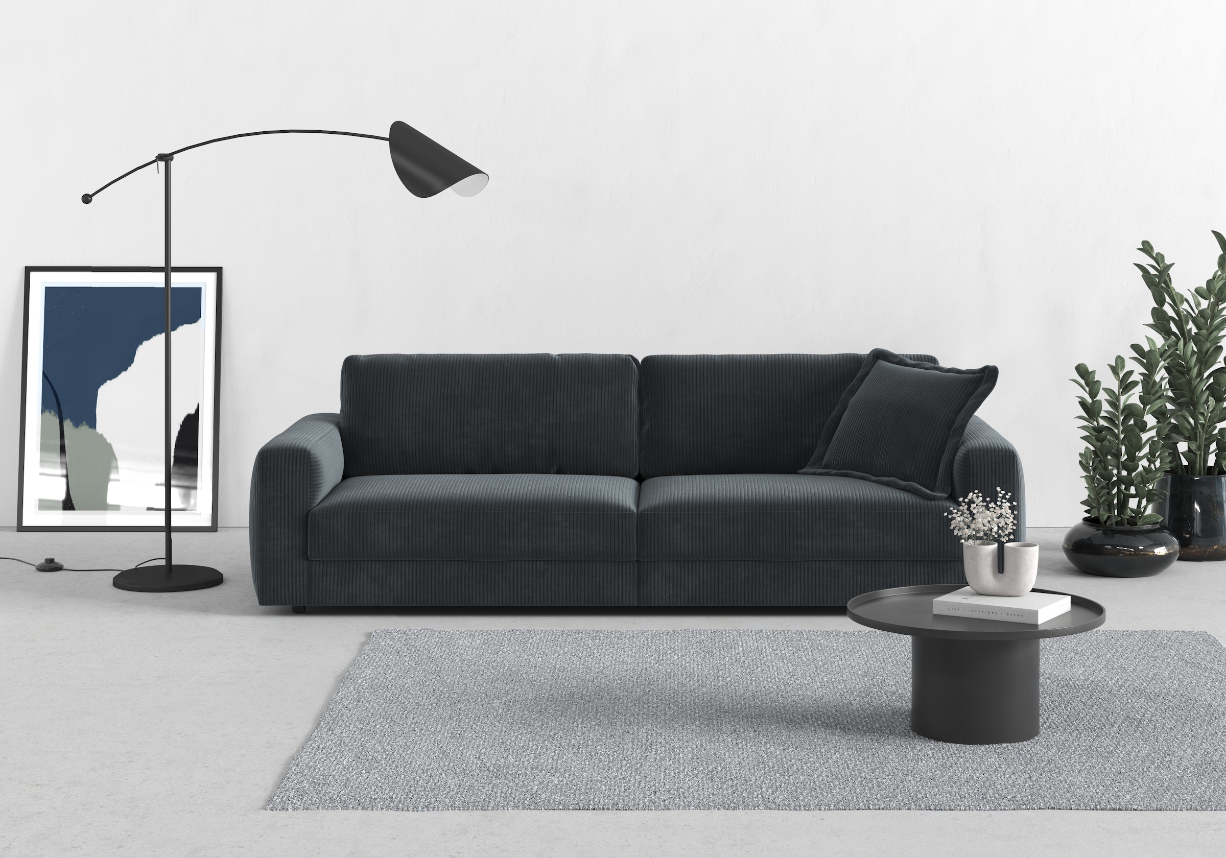 Big-Sofa TRENDMANUFAKTUR "Bourbon, Designsofa, Mega Sofa mit tollem Sitzkomfort, Breite 264cm", grau (anthrazit), B:264cm H:84cm T:111cm, 100% Polyester, Sofas, Big-Sofa, mit extra hohem Sitzkomfort, in trendigem Cord Bezug erhältlich