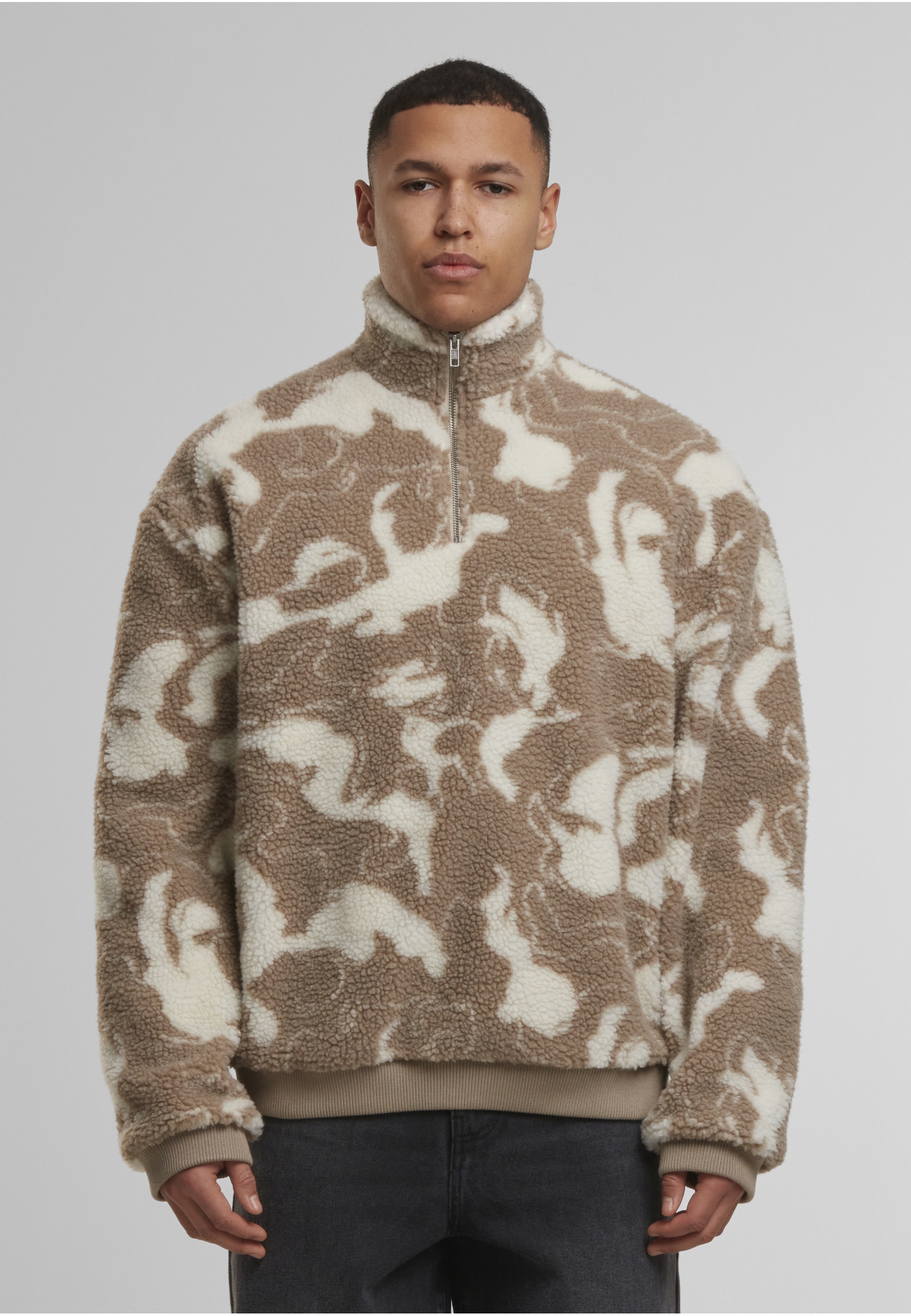 URBAN CLASSICS Sweater »Urban Classics Oversized Pattern Teddy Troyer«, 1 Stk.
