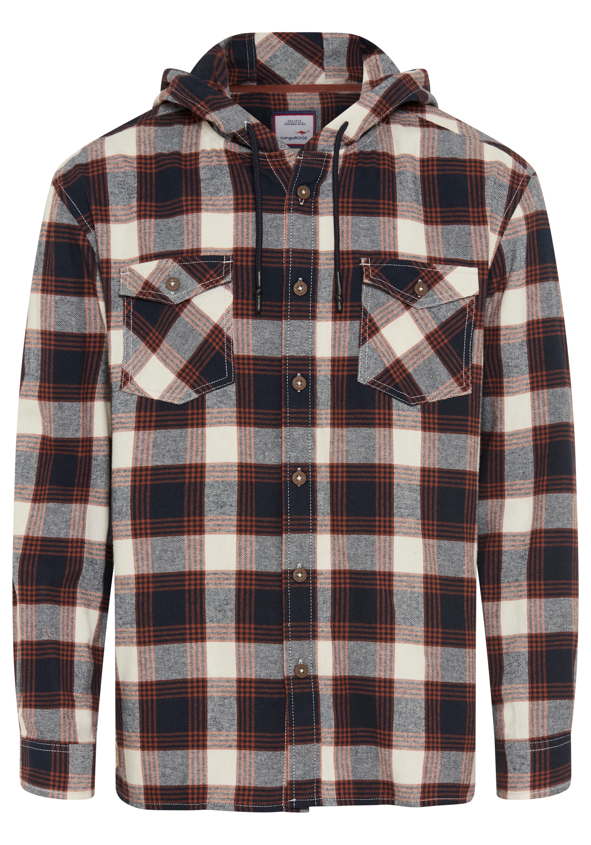 KangaROOS Kapuzenhemd mit bequemer Passform, aus Flanell