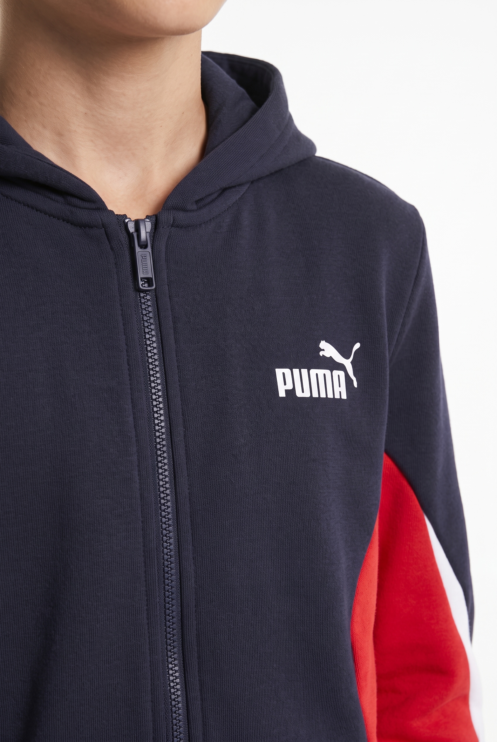 PUMA Trainingsanzug »ESS BLOCK FULL-ZIP SWEAT SUIT B« 2 2-teiliges Set, mit Reißverschluss am Oberteil, Regular Fit