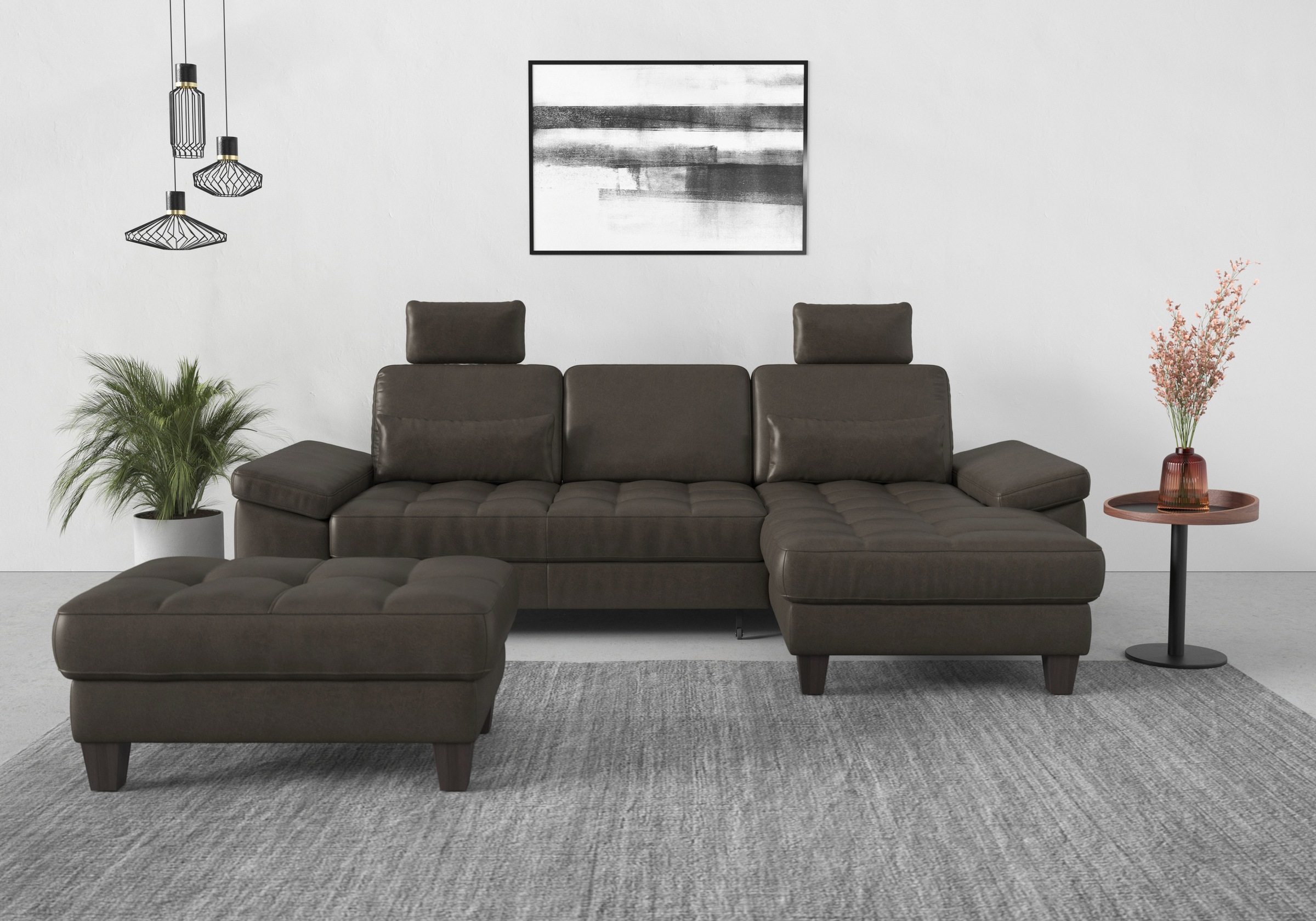 Thumbnail - sit&more Ecksofa "Westham L-Form" Recamiere, mit oder ohne Bettfunktion, Bettkasten, Füße wengefarben