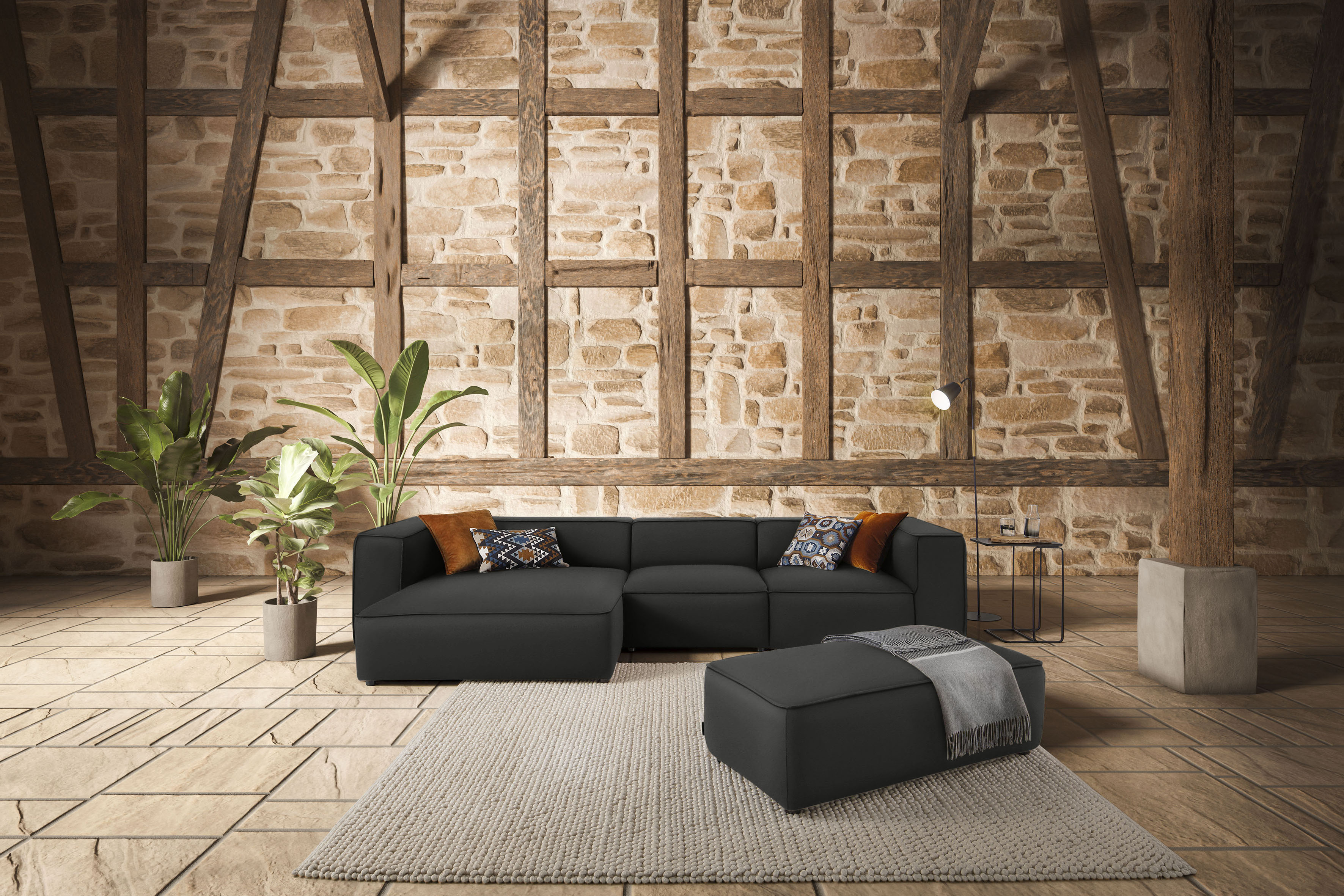 W.SCHILLIG Ecksofa "around-the-block Mega Sofa, viel Platz und hoher Sitzkomfort, L-Form" mit eleganter Biese, mit Federkern, Breite 341 cm