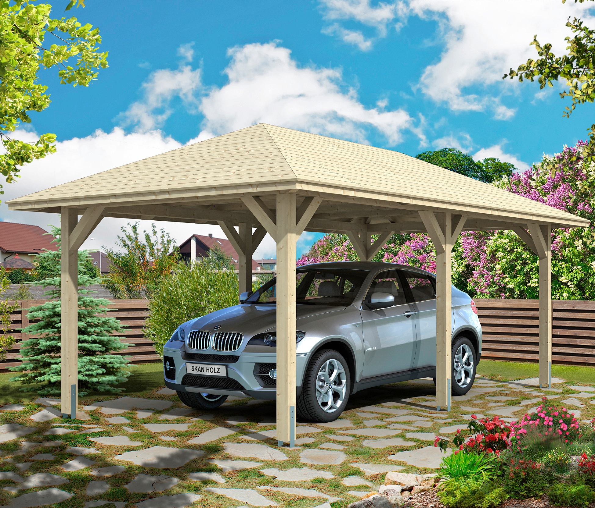 Einzelcarport SKANHOLZ, beige, Carports, "Taunus"