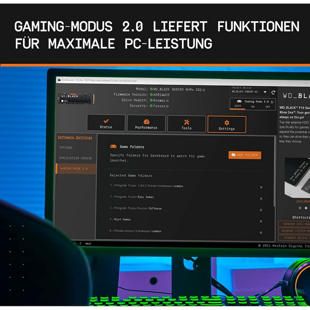 WD_Black interne Gaming-SSD »SN850X NVMe with Heatsink«, Anschluss M.2 PCIe 4.0