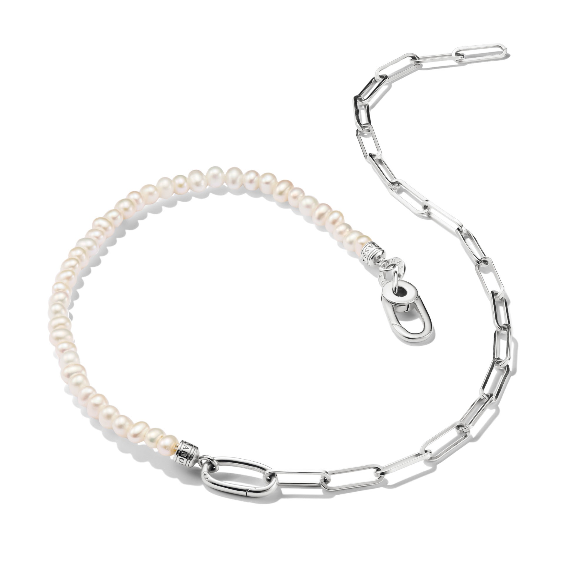 THOMAS SABO Charm-Kette »Charm Club Connect: Perlen und Paperclip mit einem Connect Link«, mit Süßwasserzuchtperle