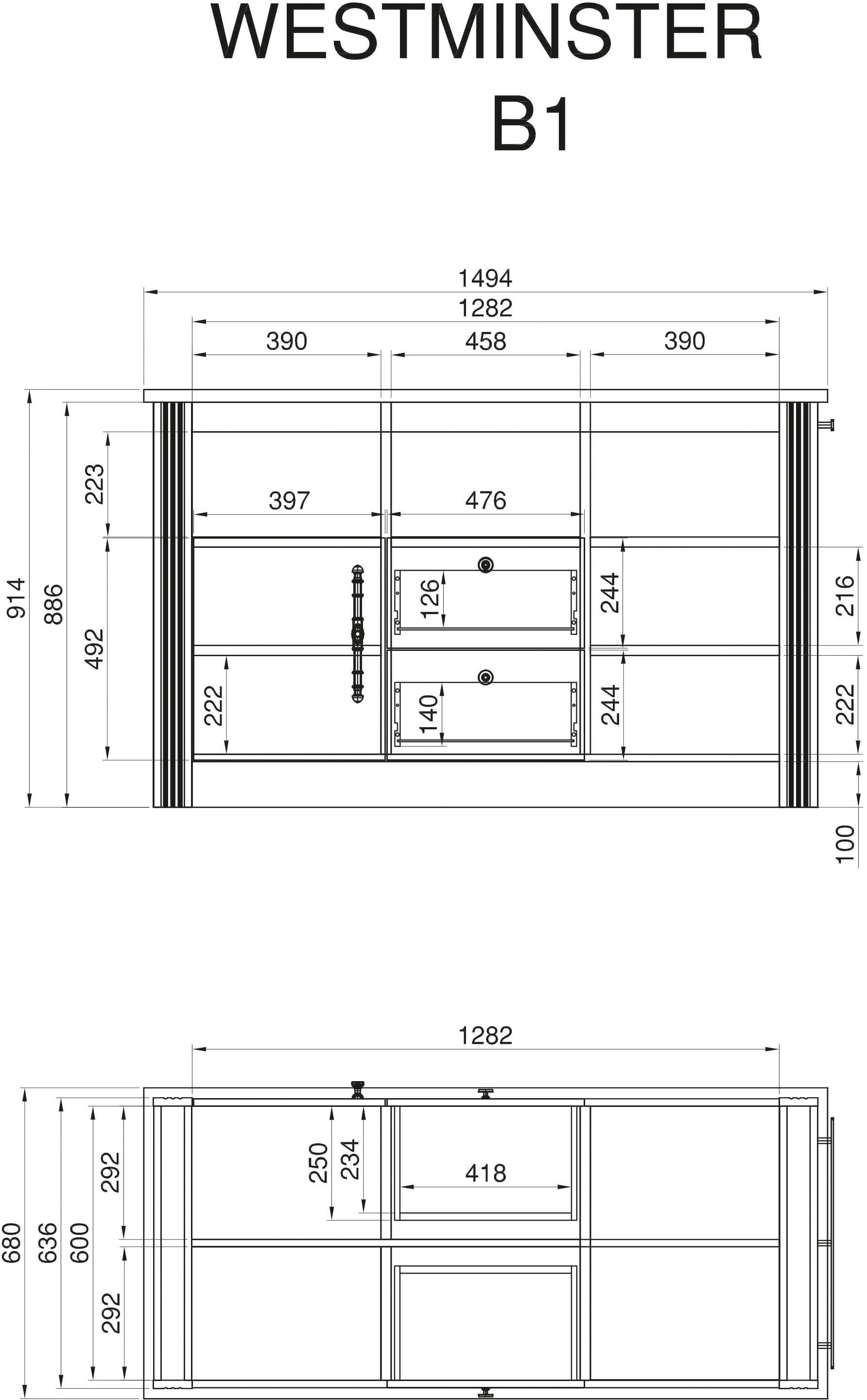KOCHSTATION Küche »KS-Westminster«, Breite 226 cm, ohne E-Geräte
