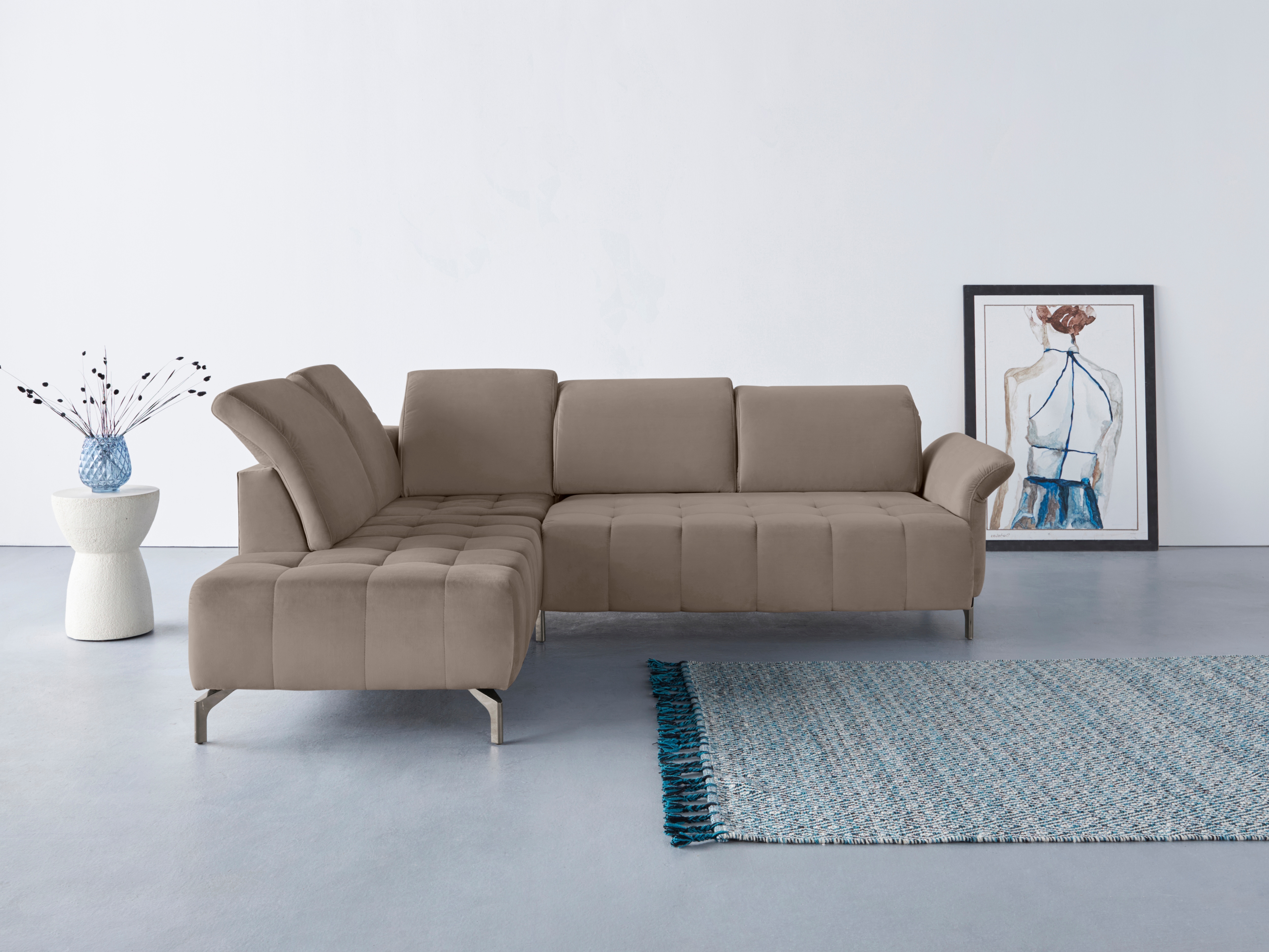 OTTO home Ecksofa "Fresh L-Form" Federkern, wahlweise Kopfteilverstellung und motorischer Vorziehsitz