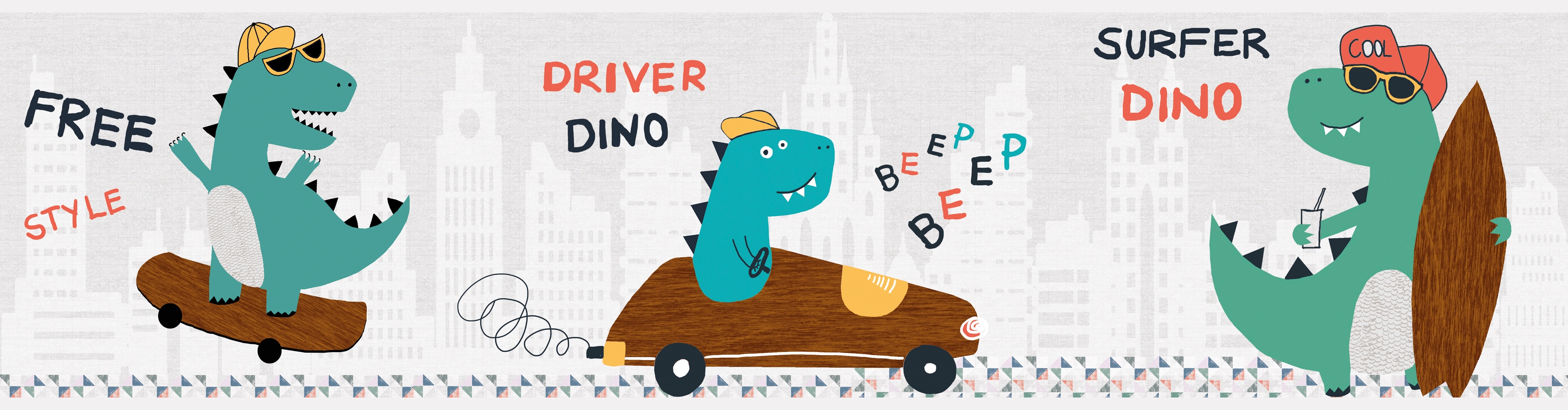 A.S. Création Bordüre "Cool Dino" Motiv abstrakt naturalistisch glatt Tapete Kinder Borte Wohnzimmer Schlafzimmer Küche Design Kinderzimmer