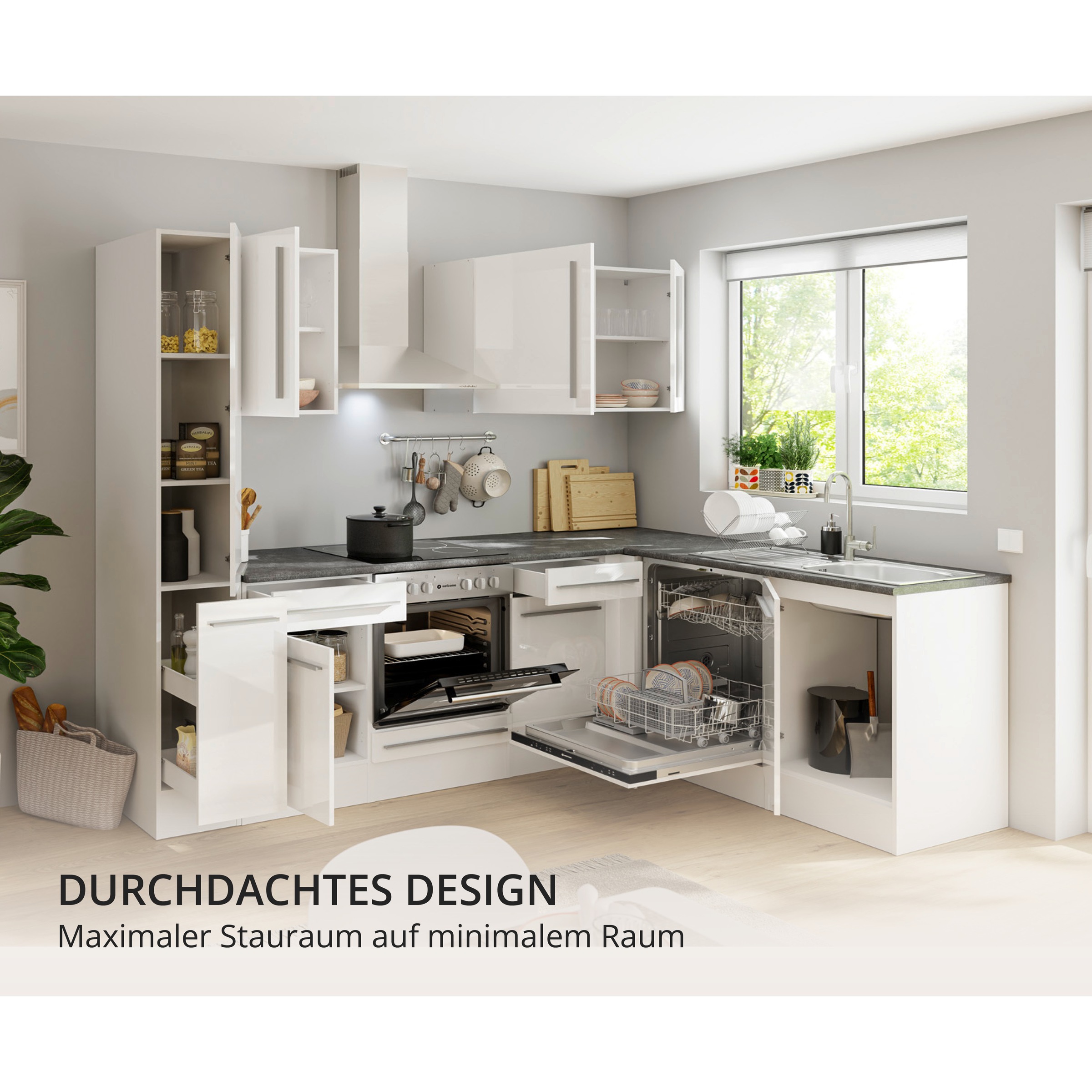 BASIC by Balculina Winkelküche »Jazz« Stellbreite 250x175 cm, wahlweise mit E-Geräten