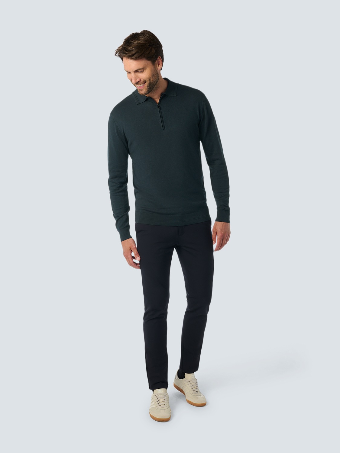 NO EXCESS Rundhalspullover »No Excess Polo-Pullover mit halbem Reißverschluss«