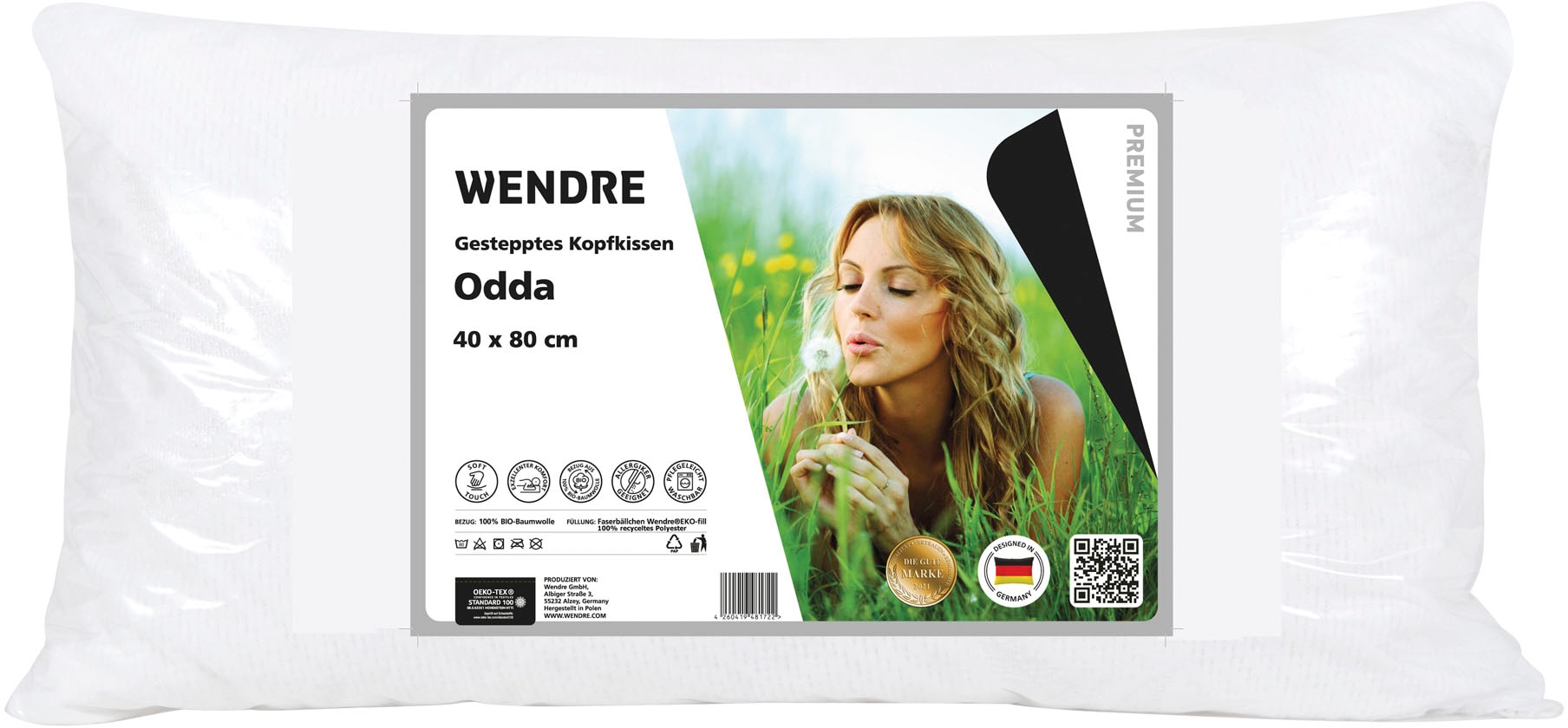Wendre Baumwollkissen »Odda«, Bezug: Baumwolle, (1 St.), Baumwollkissen aus  100% veganen Materialien, in 40x80 oder 80x80 cm | BAUR