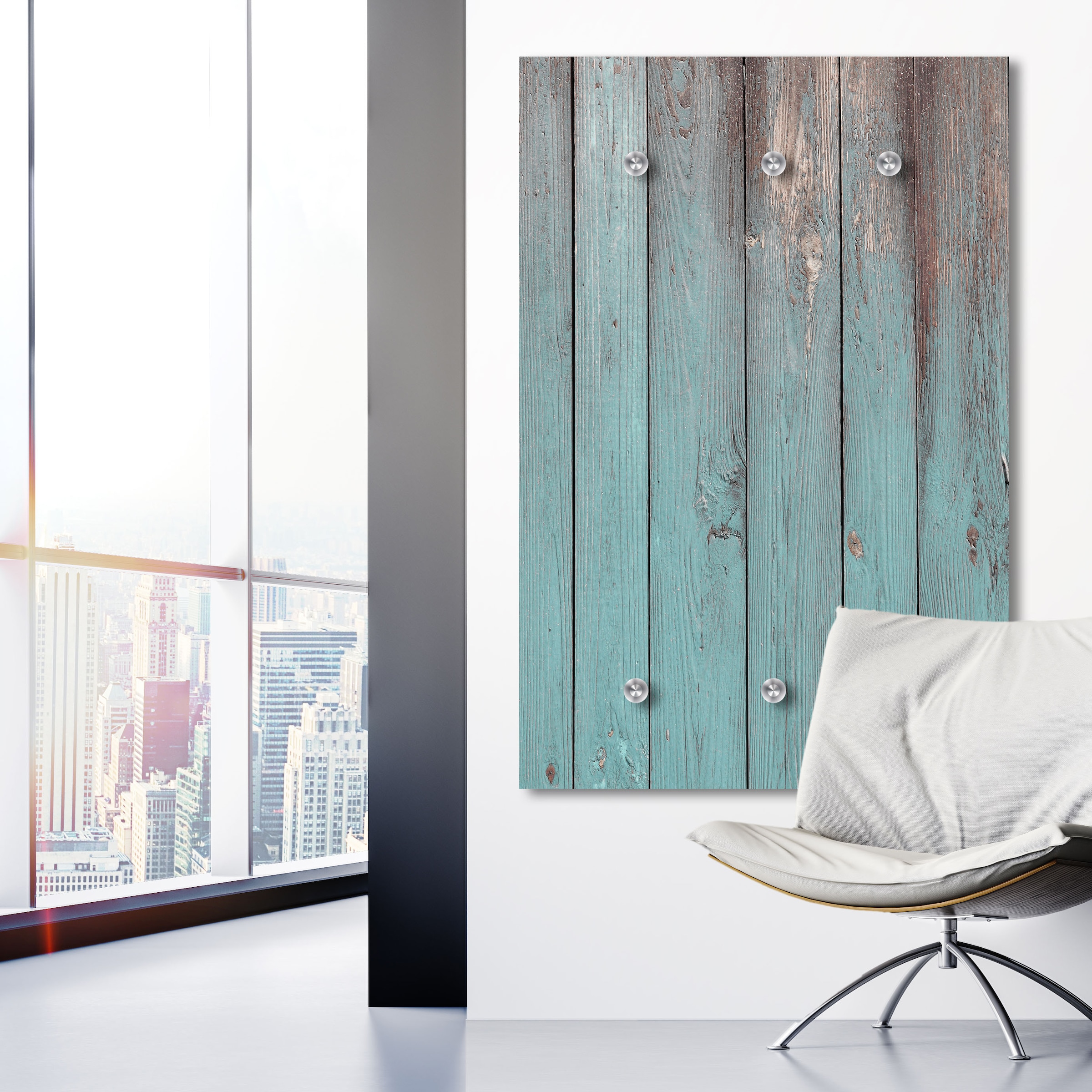 queence Garderobenleiste "Barney" Wand Garderobe, Vintage, Holz Optik, plat günstig online kaufen