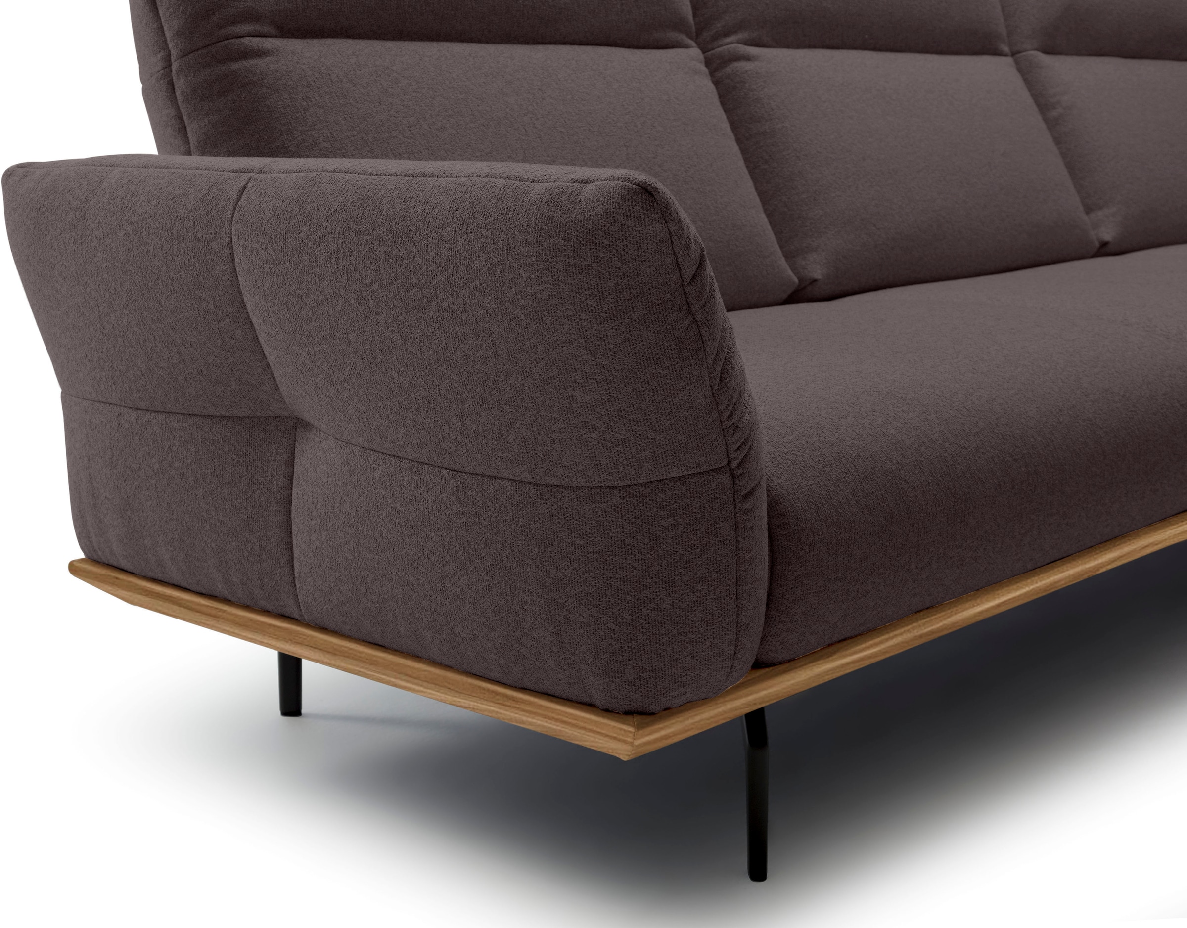 Creation BY ROLF BENZ Ecksofa »CR.460«, Sockel in Nussbaum, Winkelfüße in Umbragrau, Breite 338 cm