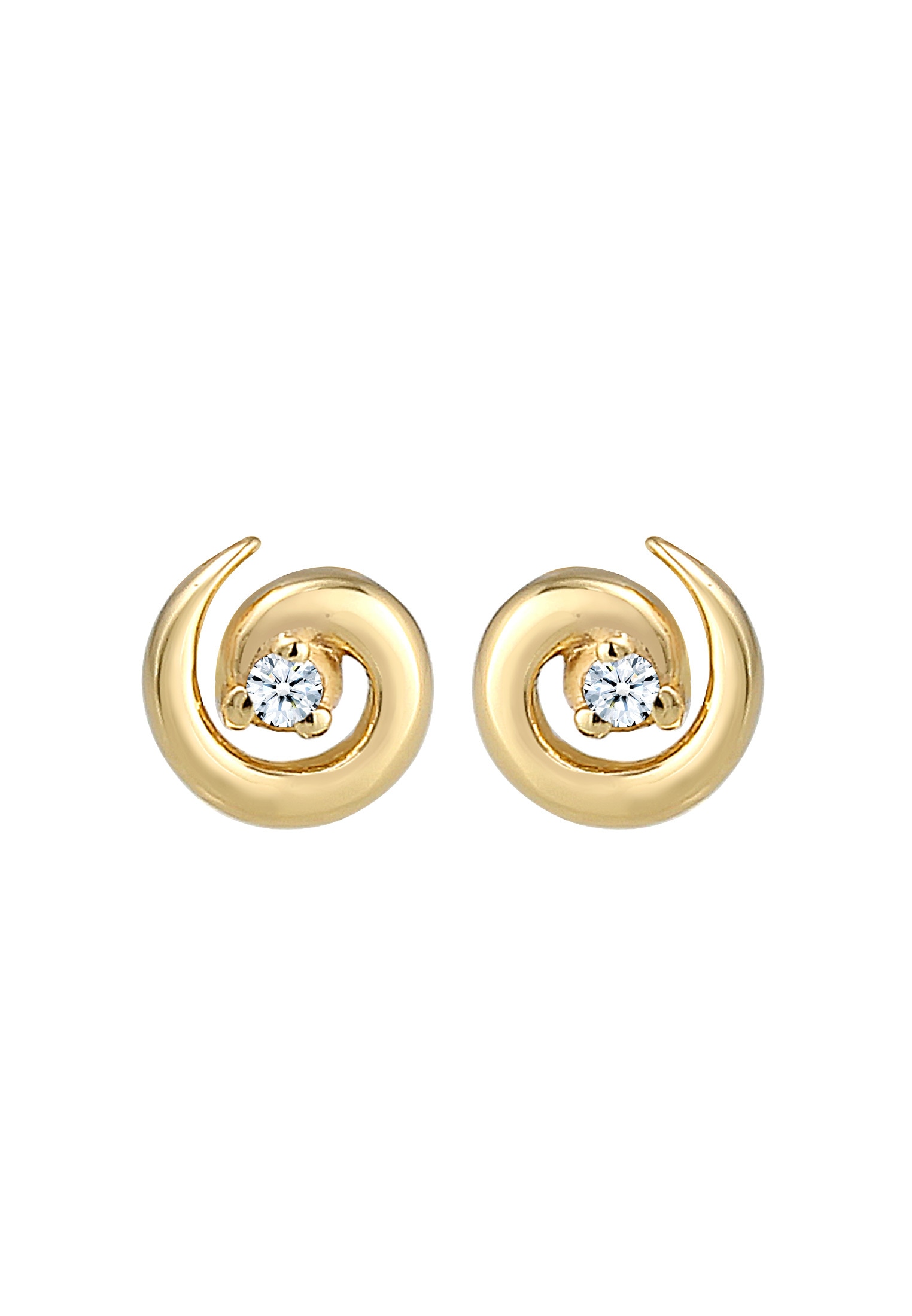 Elli DIAMONDS Paar Ohrstecker »Stecker Spirale Diamanten (0.03 ct) 585er Gelbgold«