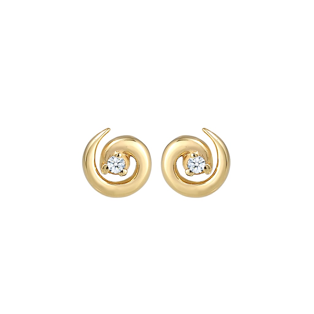 Elli DIAMONDS Paar Ohrstecker »Stecker Spirale Diamanten (0.03 ct) 585er Gelbgold«