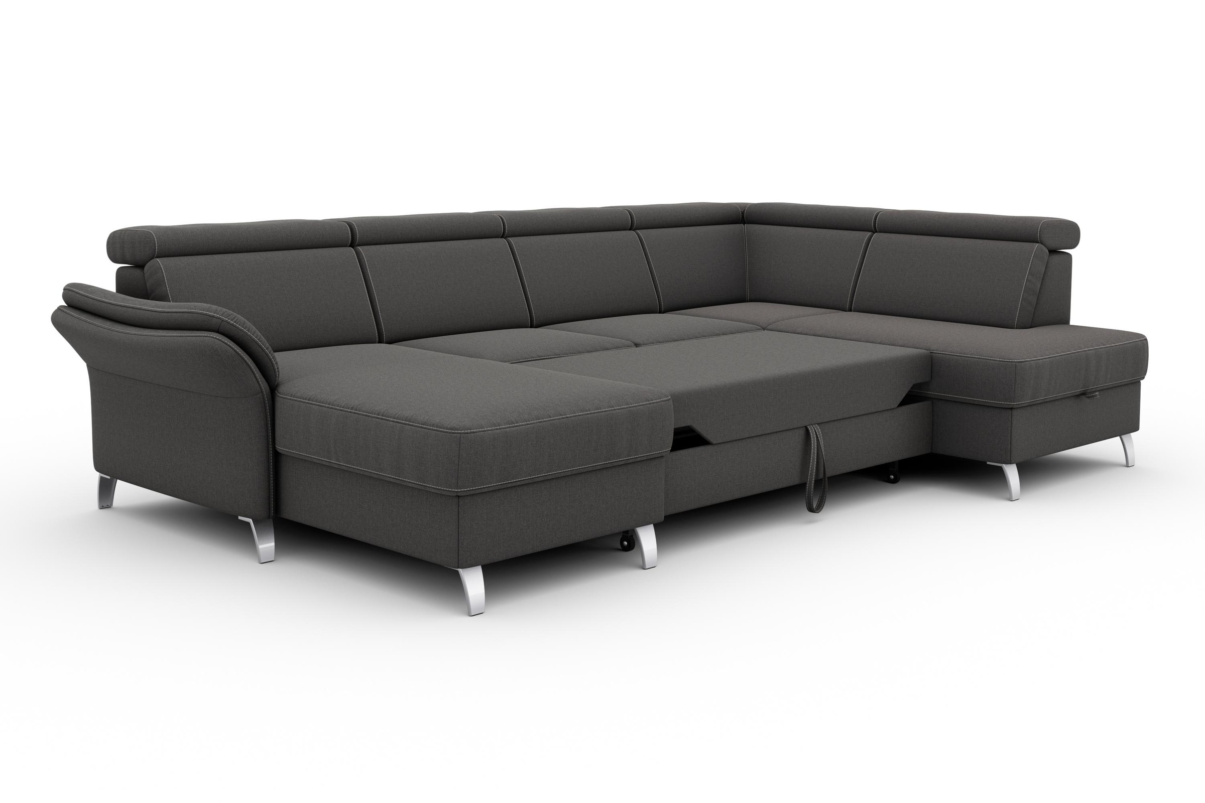 sit&more Wohnlandschaft »Vincenzo U-Form«, inklusive Kopfteilverstellung, wahlweise mit Bettfunktion, Bettkasten