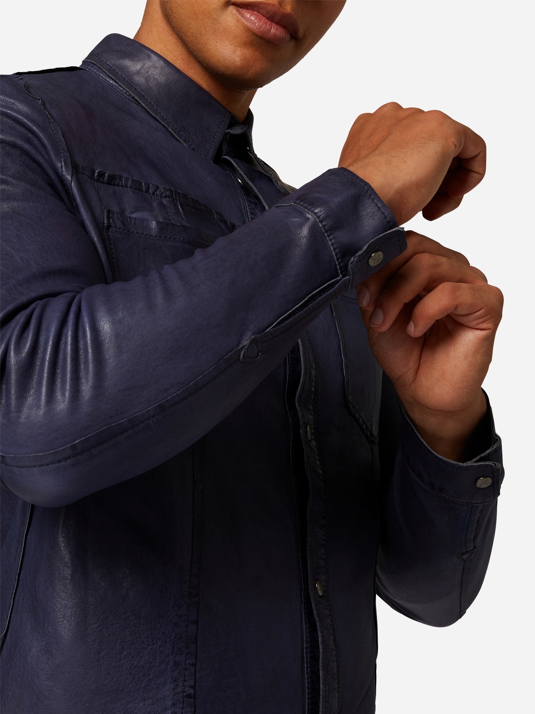 RICANO Langarmhemd »Lederjacke Reverse Shirt« Handgefertigt aus echtem Leder